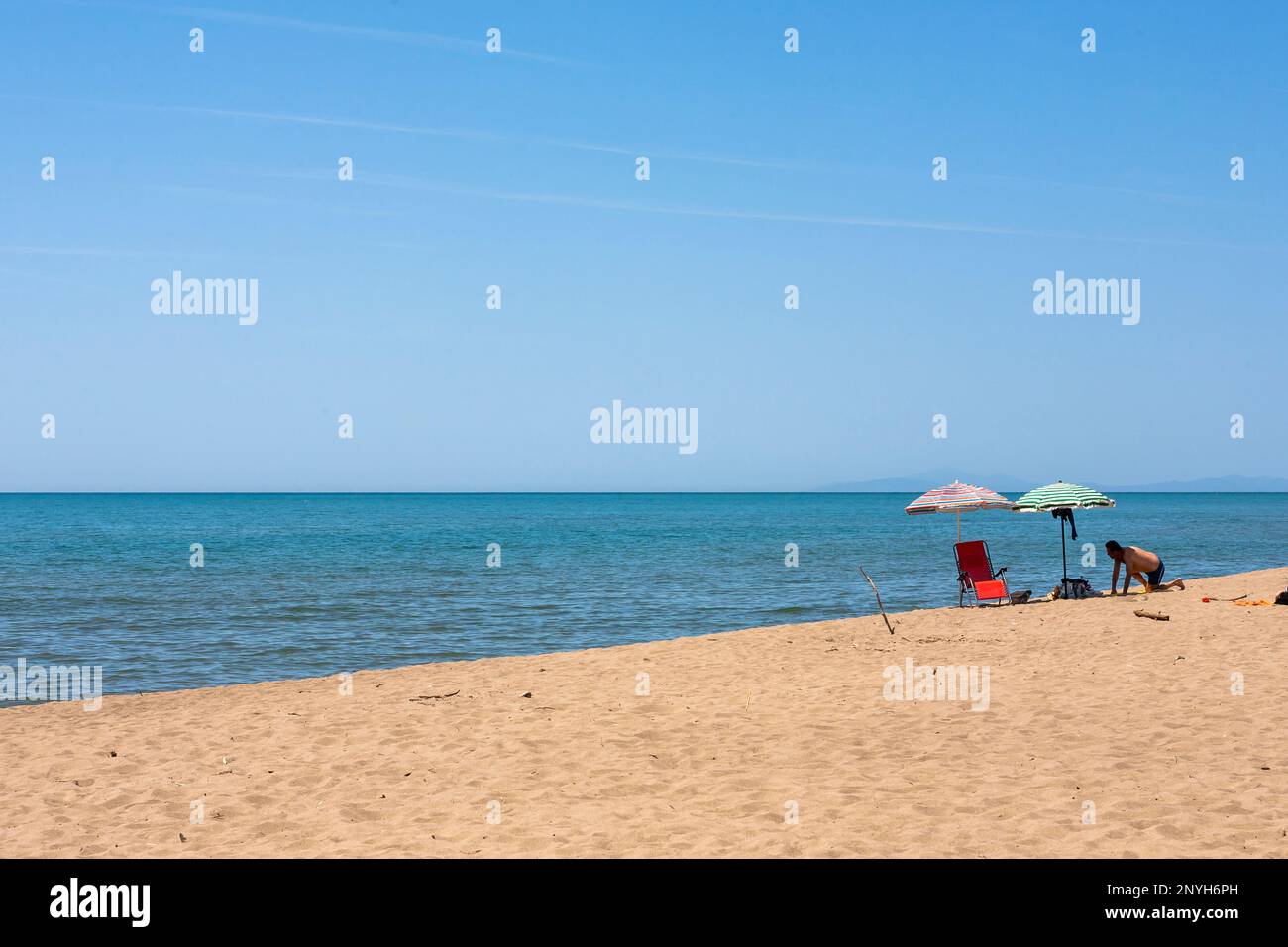 The beach at Marina di Alberese in the Parco Regionale della Maremma, Province of Grosseto, Tuscany, Italy Stock Photo