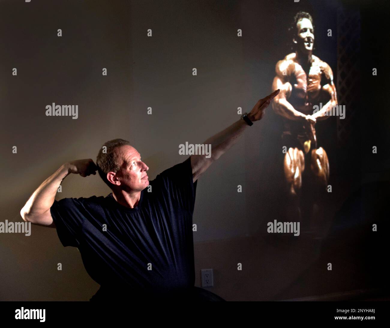 Gene Okun of Newport Beach strikes a pose his 1980's bodybuilding self