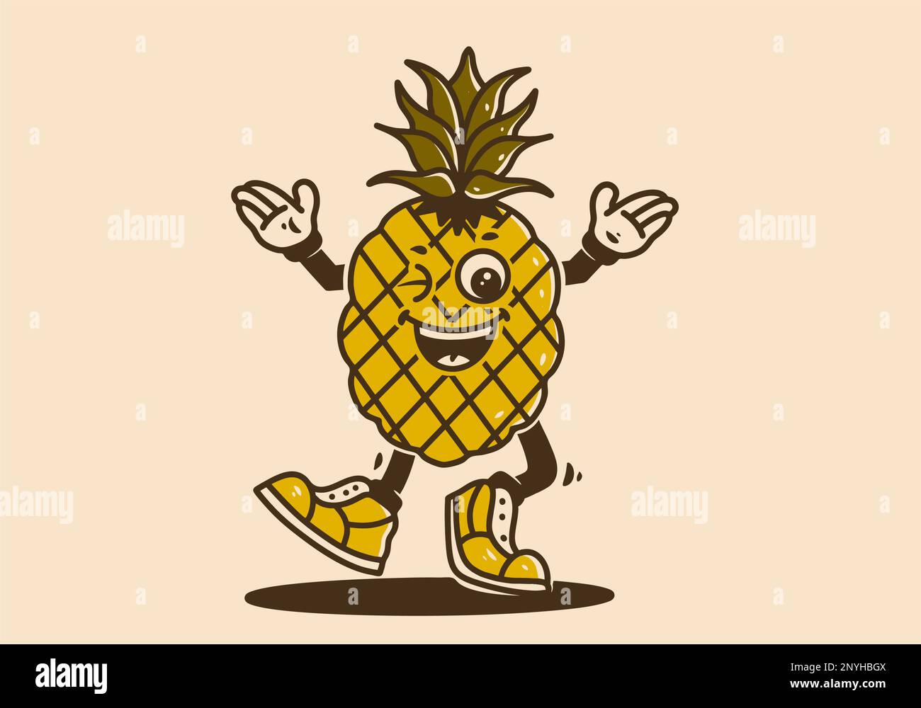 Mascot character design of walking pineapple fruit with happy face ...