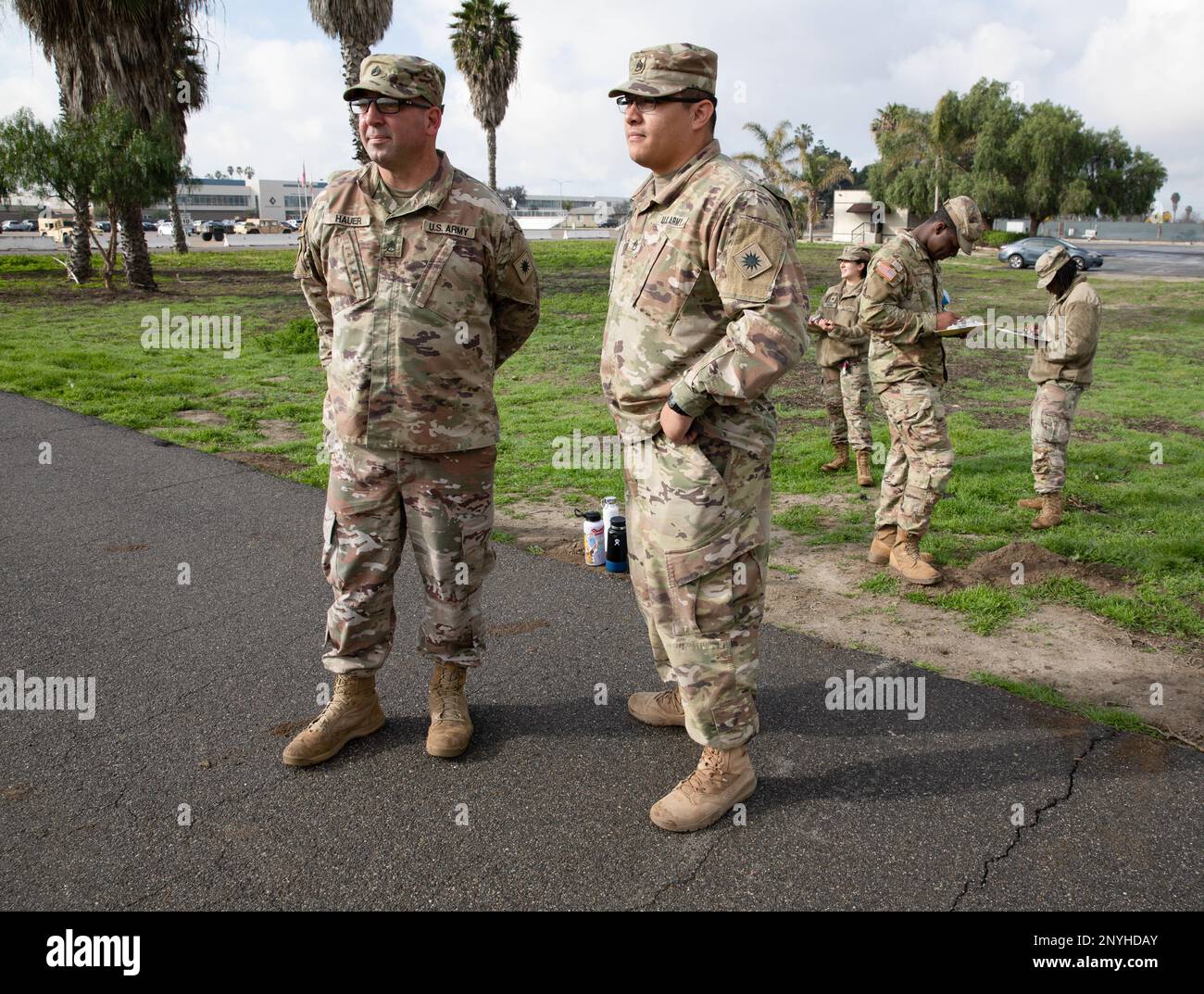 U.S. Army Soldiers from the 79th Theater Sustainment Command supervise ...