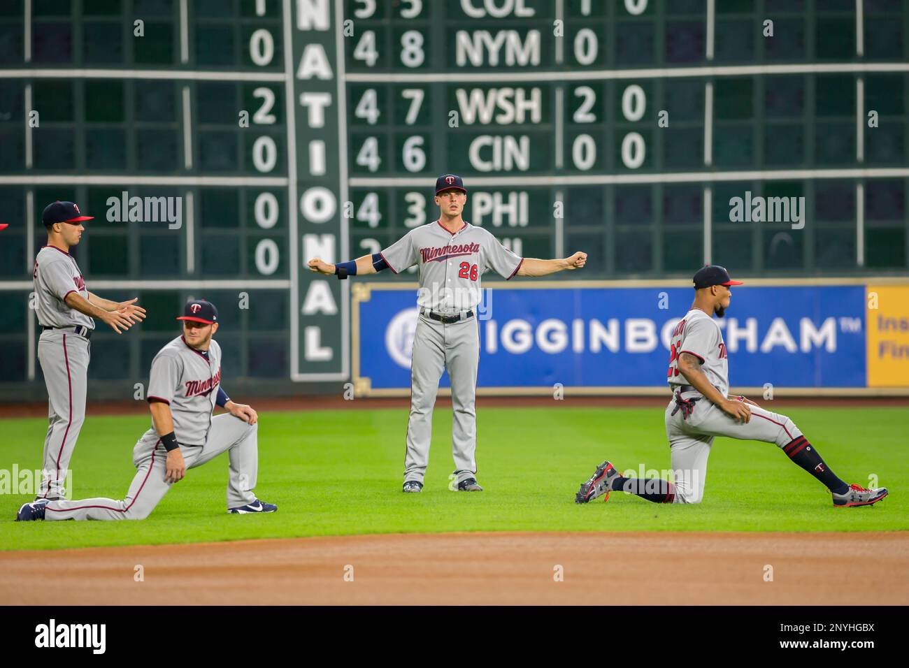 Houston Astros relief pitcher Ryan Pressly kicks the mound after giving up  a two-RBI single to …