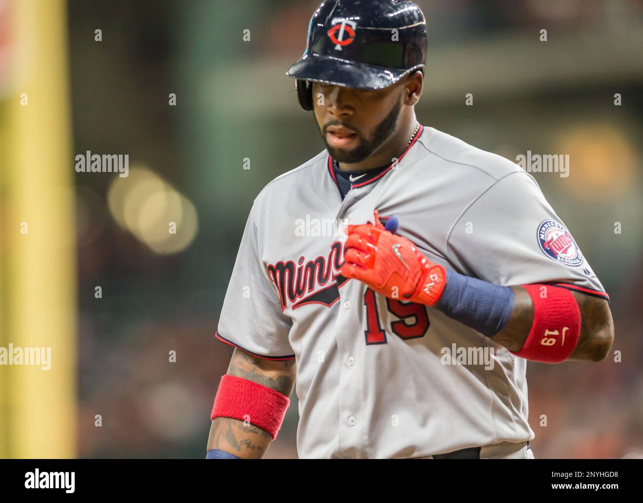 HOUSTON, TX JULY 14 Minnesota Twins first baseman Kennys Vargas (19) walks back to the
