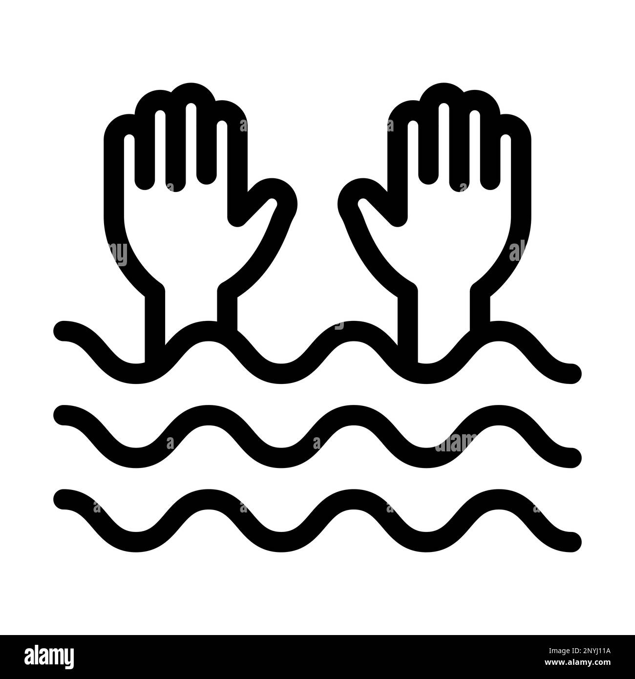 Drowning Thick Line Icon Stock Photo - Alamy