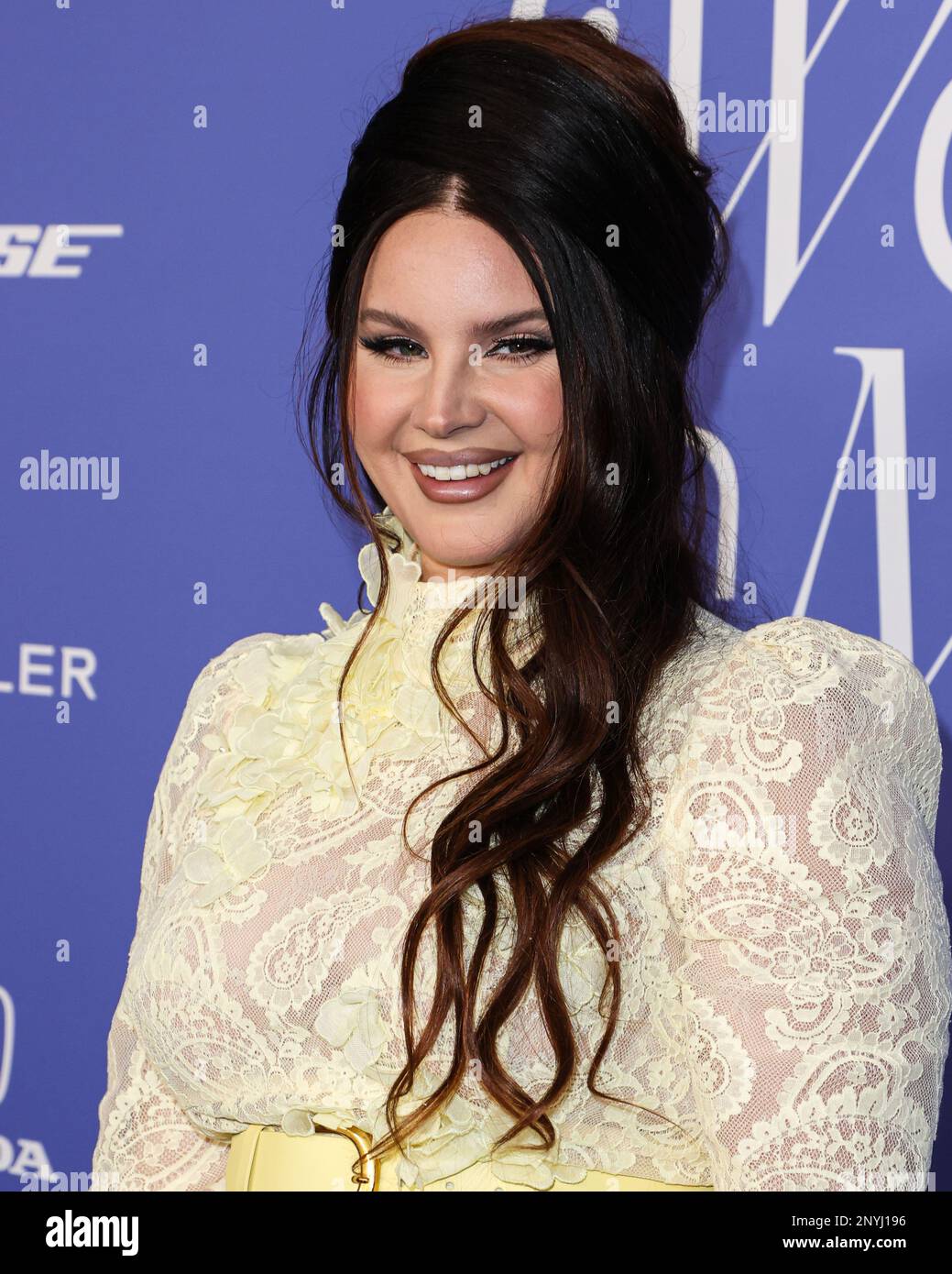 INGLEWOOD, LOS ANGELES, CALIFORNIA, USA - MARCH 01: Lana Del Rey wearing a Zimmermann dress arrives at the 2023 Billboard Women In Music held at the YouTube Theater on March 1, 2023 in Inglewood, Los Angeles, California, United States. (Photo by Xavier Collin/Image Press Agency) Stock Photo
