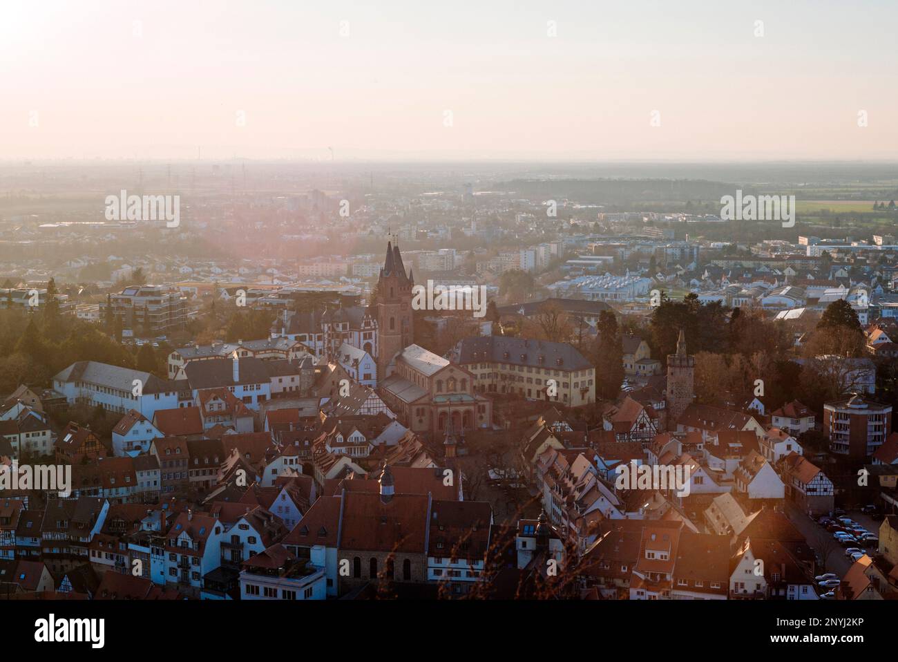 Weinheim: Cityscape seen from Burg Windeck Stock Photo
