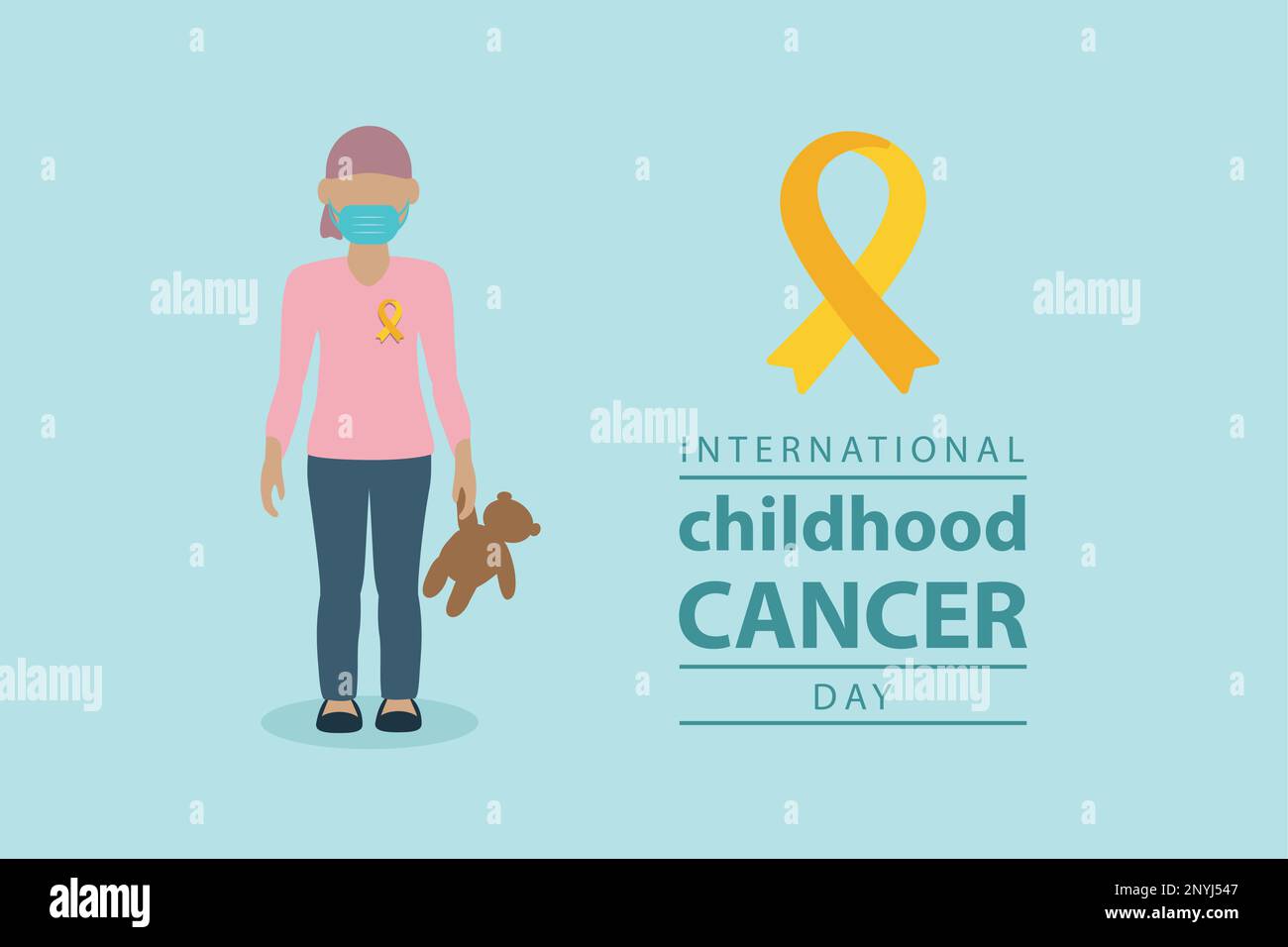 international childhood cancer day sick litte girl with teddy bear ...