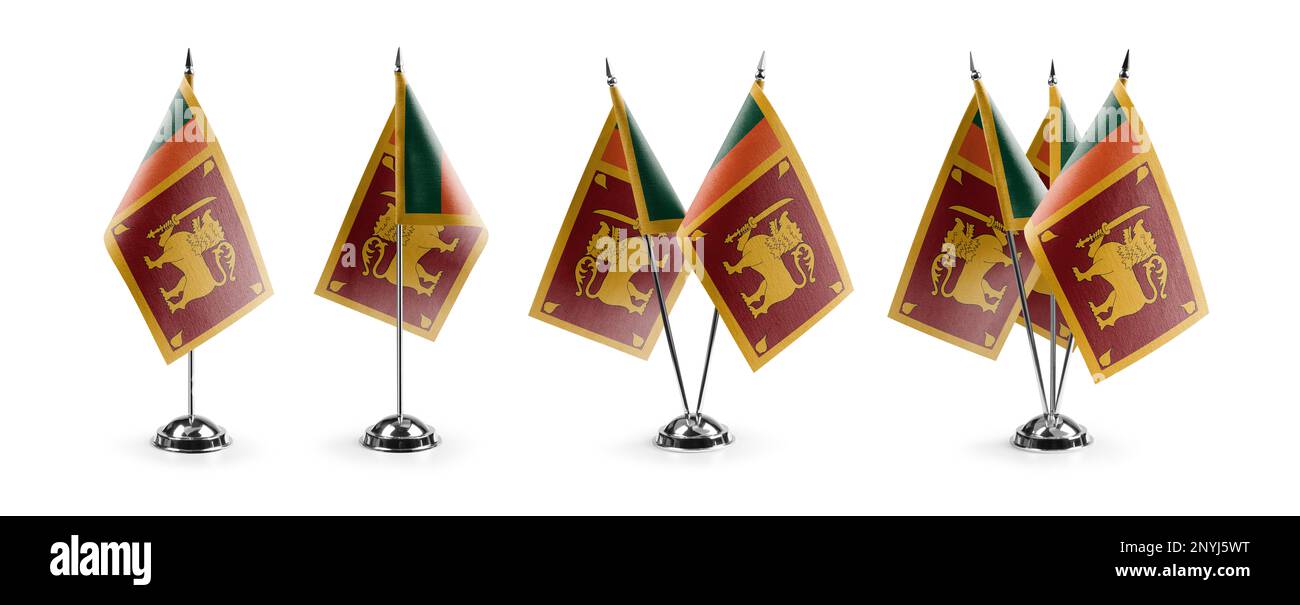 Small national flags of the Sri Lanka on a white background. Stock Photo