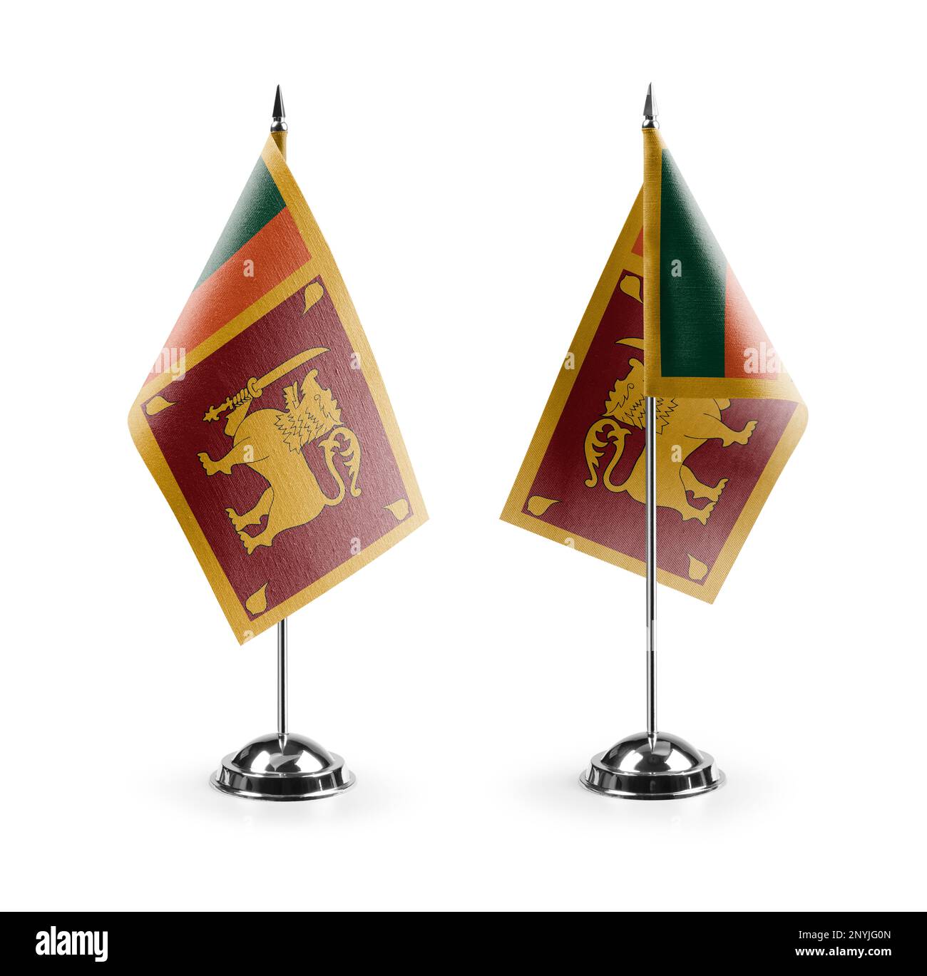 Small national flags of the Sri Lanka on a white background. Stock Photo