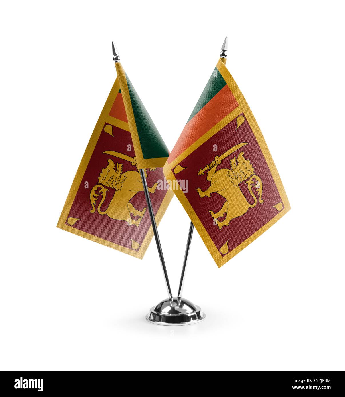 Small national flags of the Sri Lanka on a white background. Stock Photo