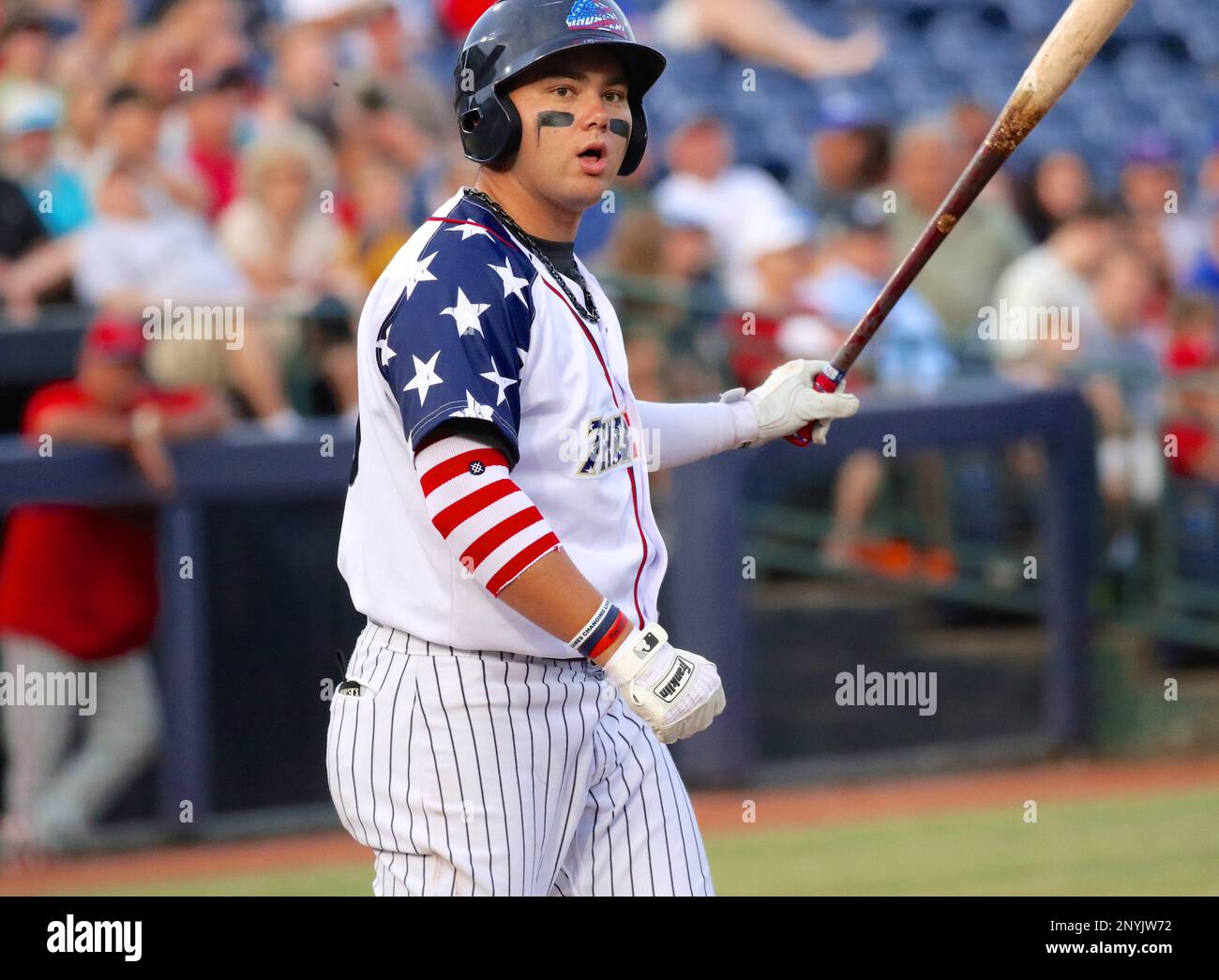 July 5, 2017 - Trenton, New Jersey, U.S - DANTE BICHETTE JR. at bat for the  Trenton Thunder in tonight's game vs. the Fightin Phils at ARM & HAMMER  Park. (Credit Image: ©