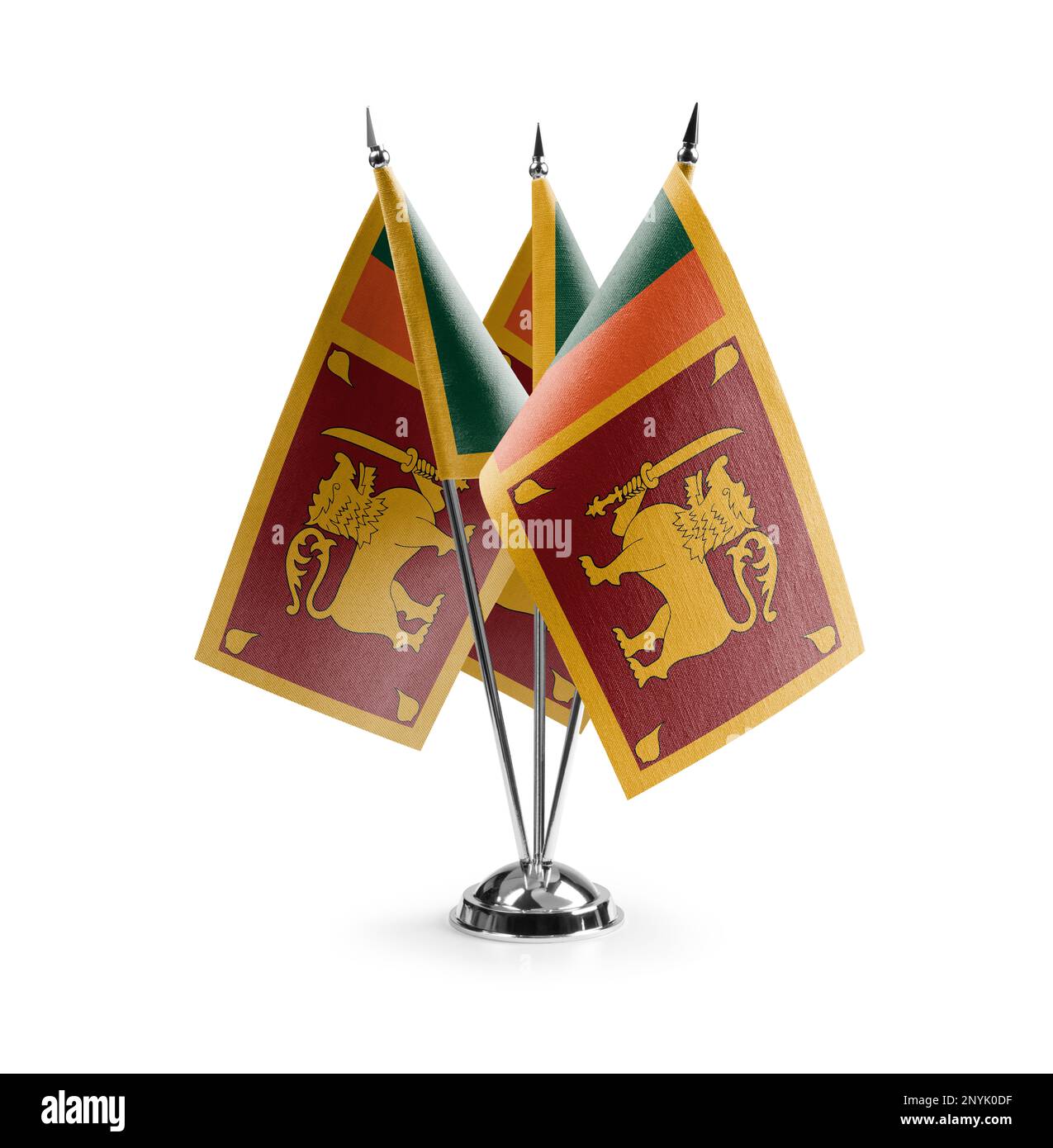 Small national flags of the Sri Lanka on a white background. Stock Photo