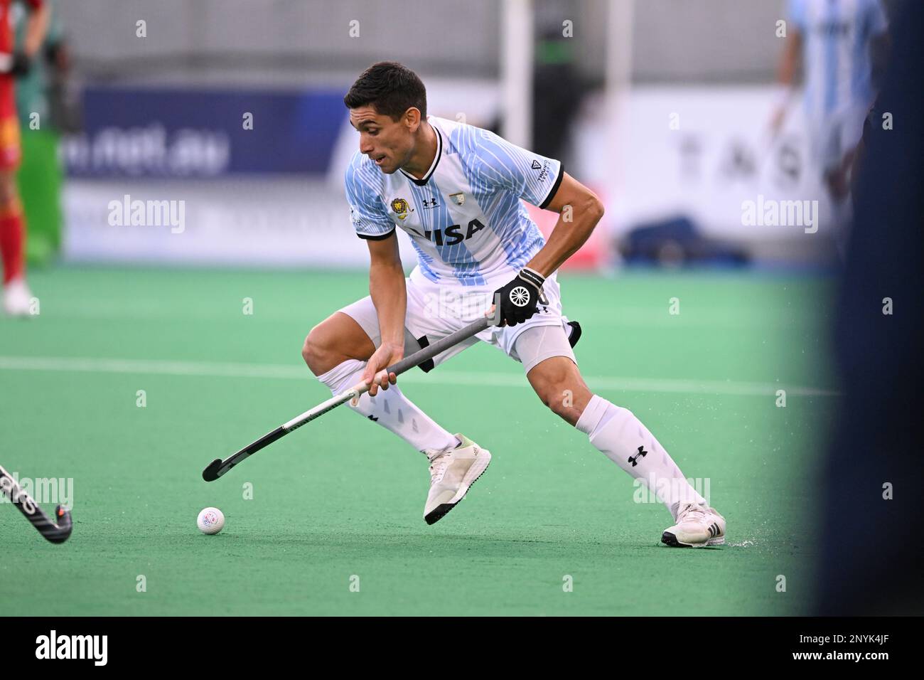 Hobart, Australia. 02nd Mar, 2023. Federico Fernandez of Argentina Men's National field hockey team in action during the 2022/23 International Hockey Federation (FIH) Men's Pro-League match between Argentina and Spain held at the Tasmanian Hockey Centre in Hobart. Final score Spain 4:3 Argentina. (Photo by Luis Veniegra/SOPA Images/Sipa USA) Credit: Sipa USA/Alamy Live News Stock Photo