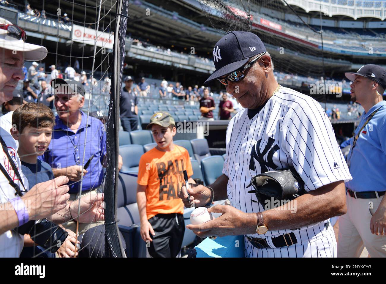 Former New York Yankees outfielder Hector Lopez (11) during the Seventy