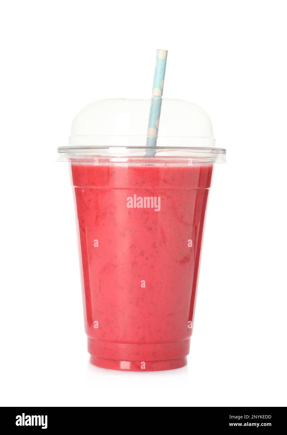 Strawberry smoothie in plastic cup hi-res stock photography and images ...
