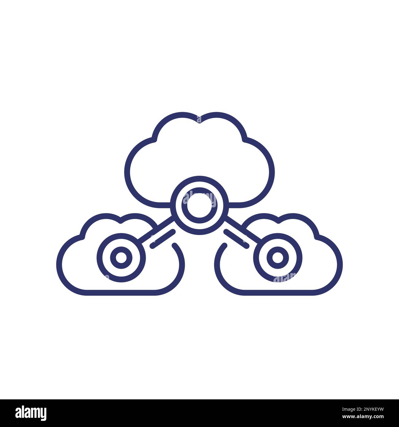 Cloud services or saas line icon Stock Vector