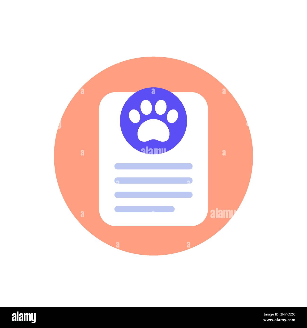 Dog, pet document icon, flat vector Stock Vector