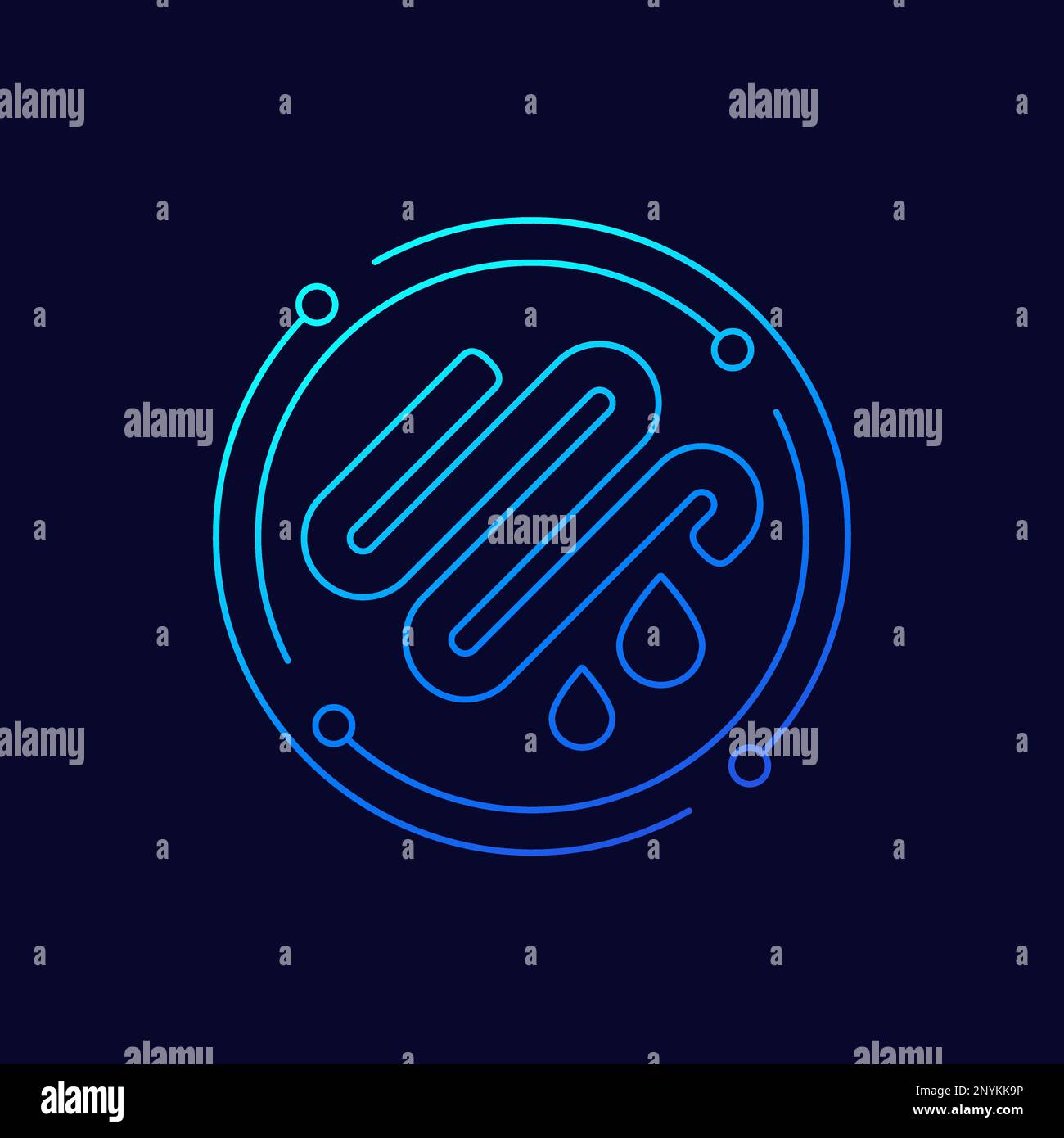 underfloor heating with water icon, linear design Stock Vector