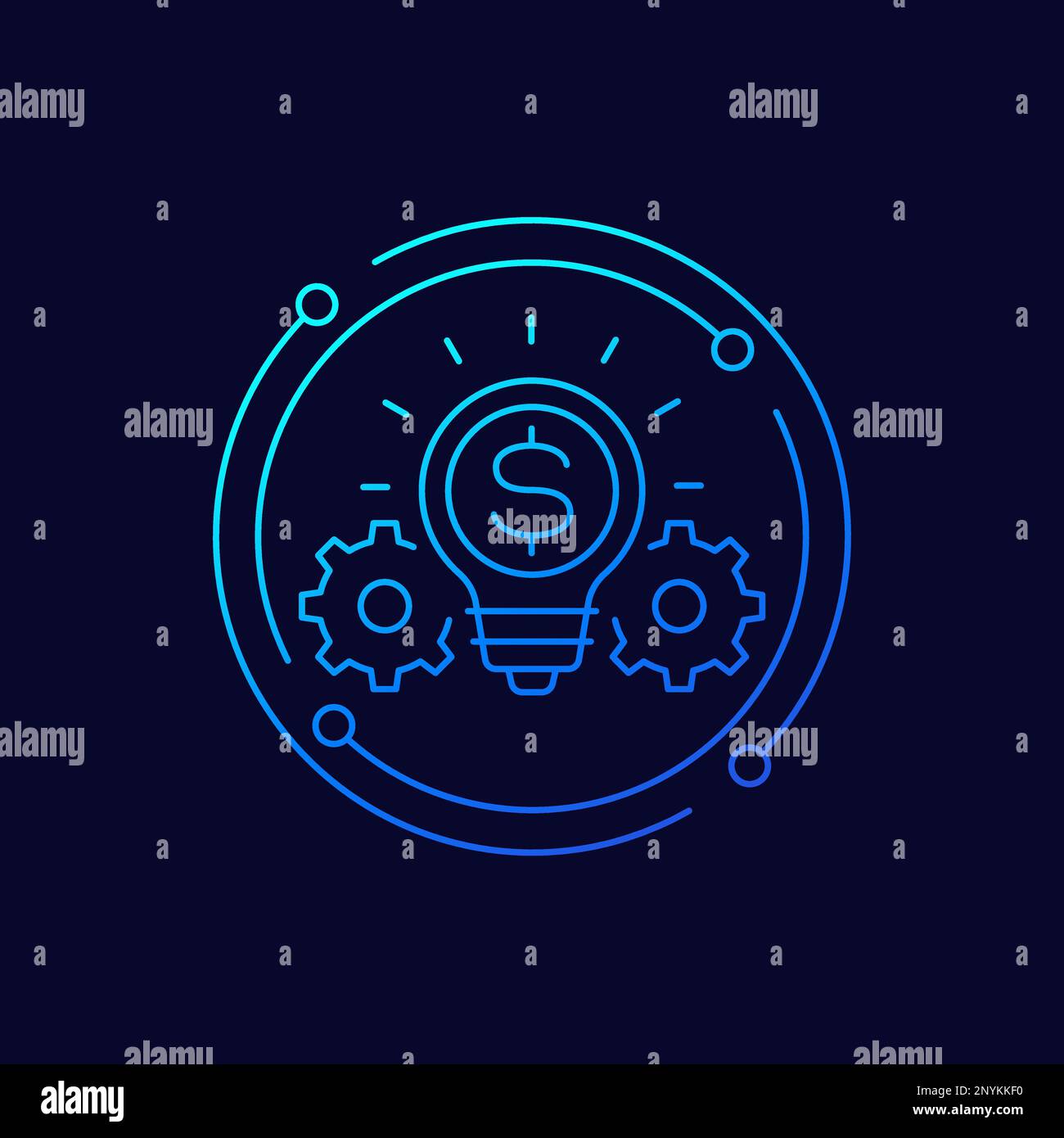 Idea line icon with light bulb and gears Stock Vector