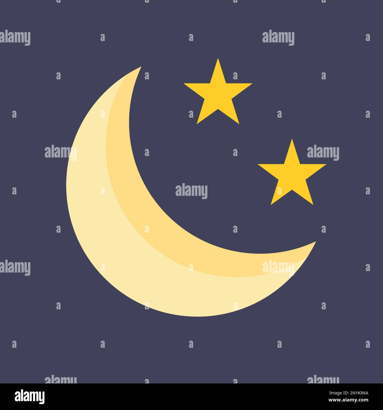 moon and stars. Half moon. Crescent moon. Moon with stars in night sky