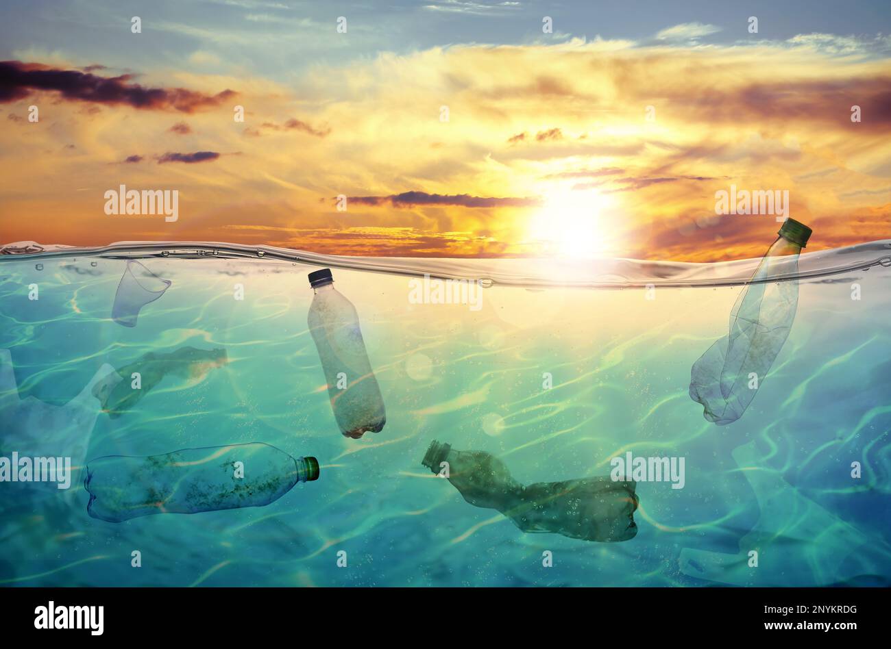Plastic garbage in ocean. Marine pollution Stock Photo Alamy