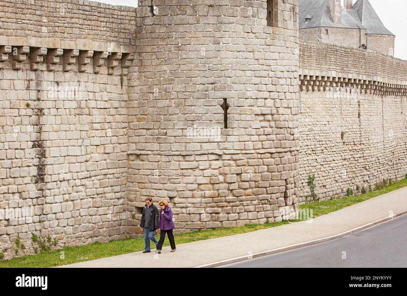 Medieval Rampards Ramparts of medieval city, Guerande, Loire-Atlantique, France Stock ...