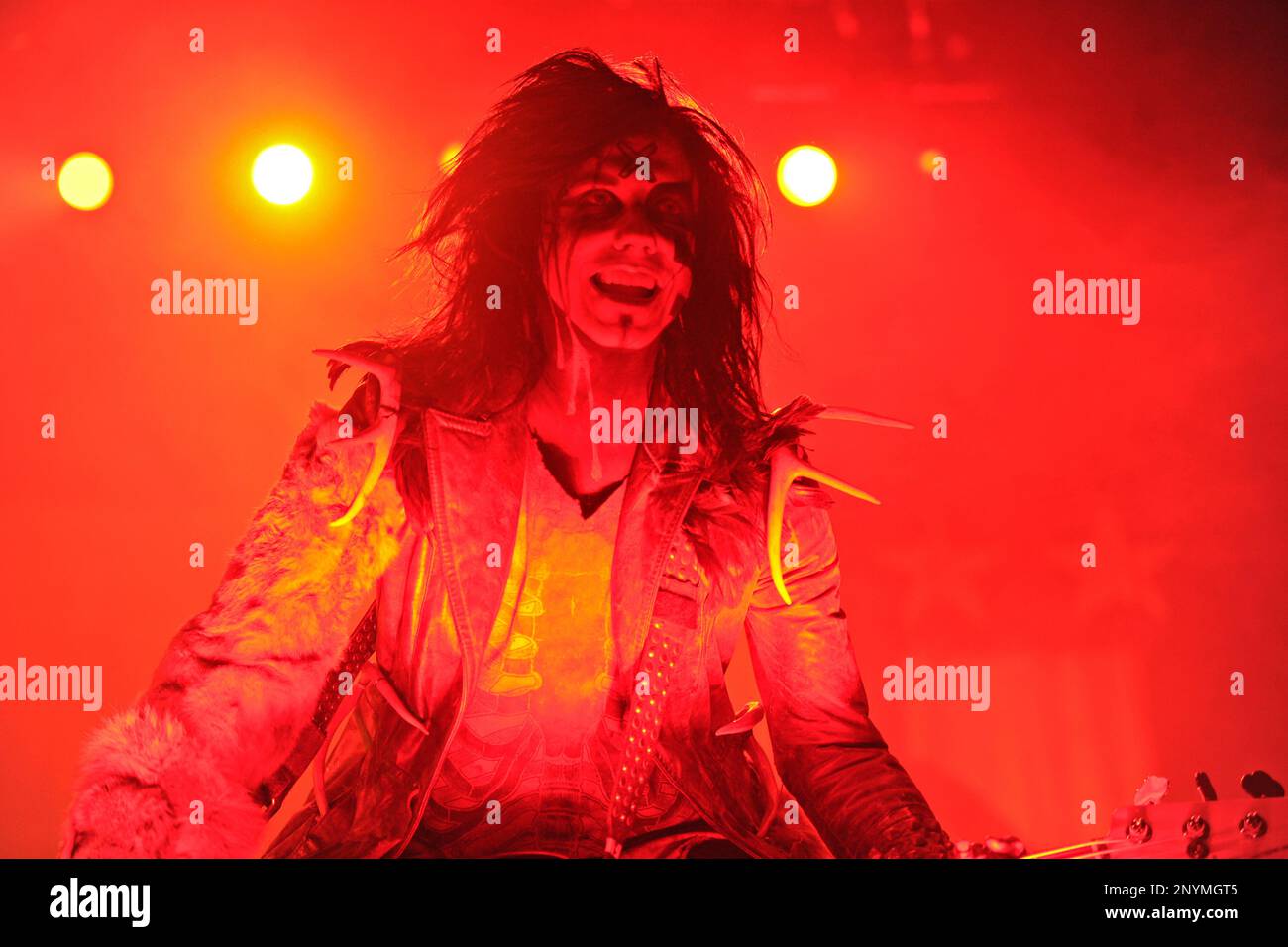 PIGGY D., bassist for Rob Zombie, performs live during the Halloween ...