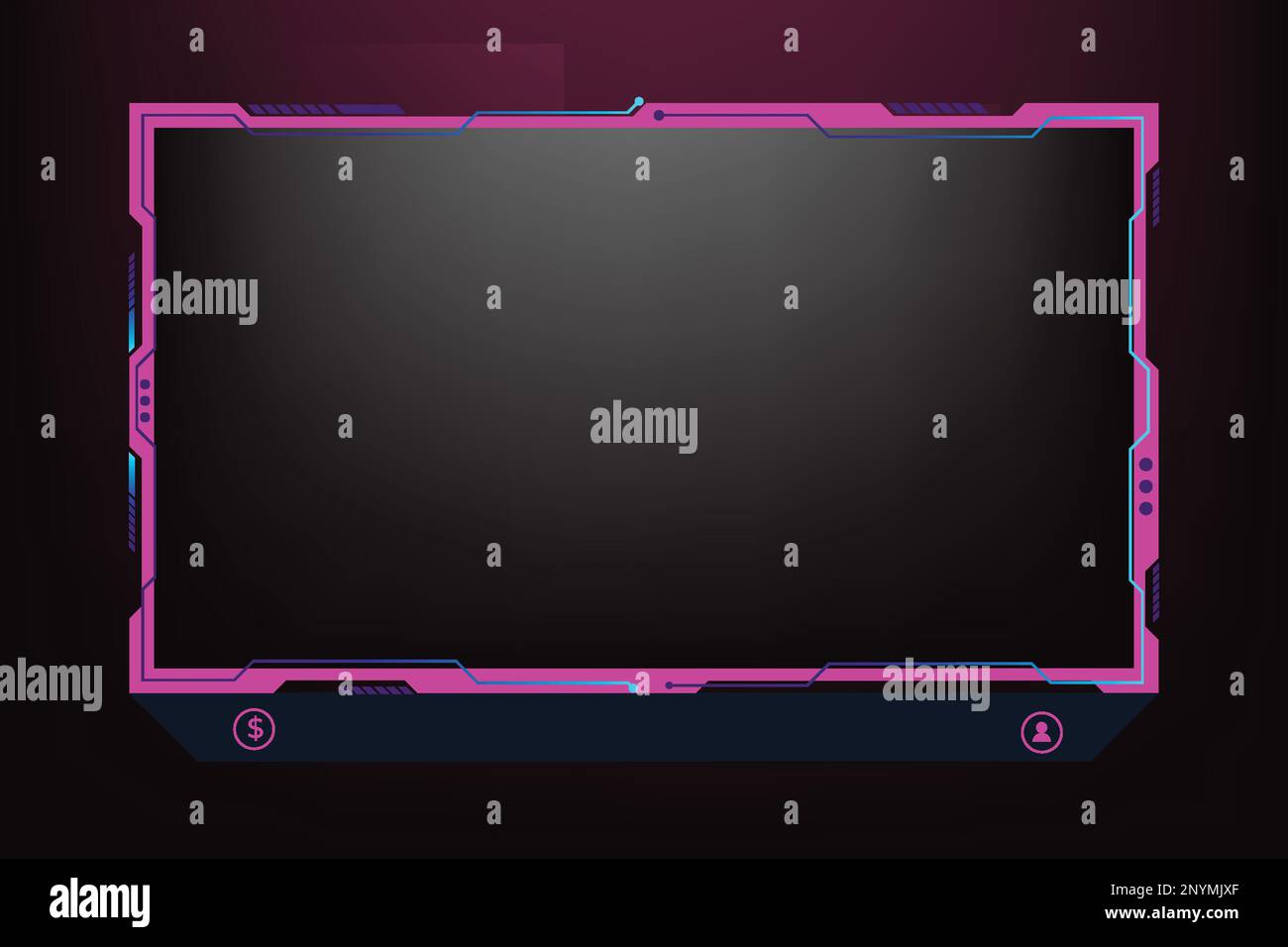 Girly gaming overlay decoration for online streamers. Modern game frame