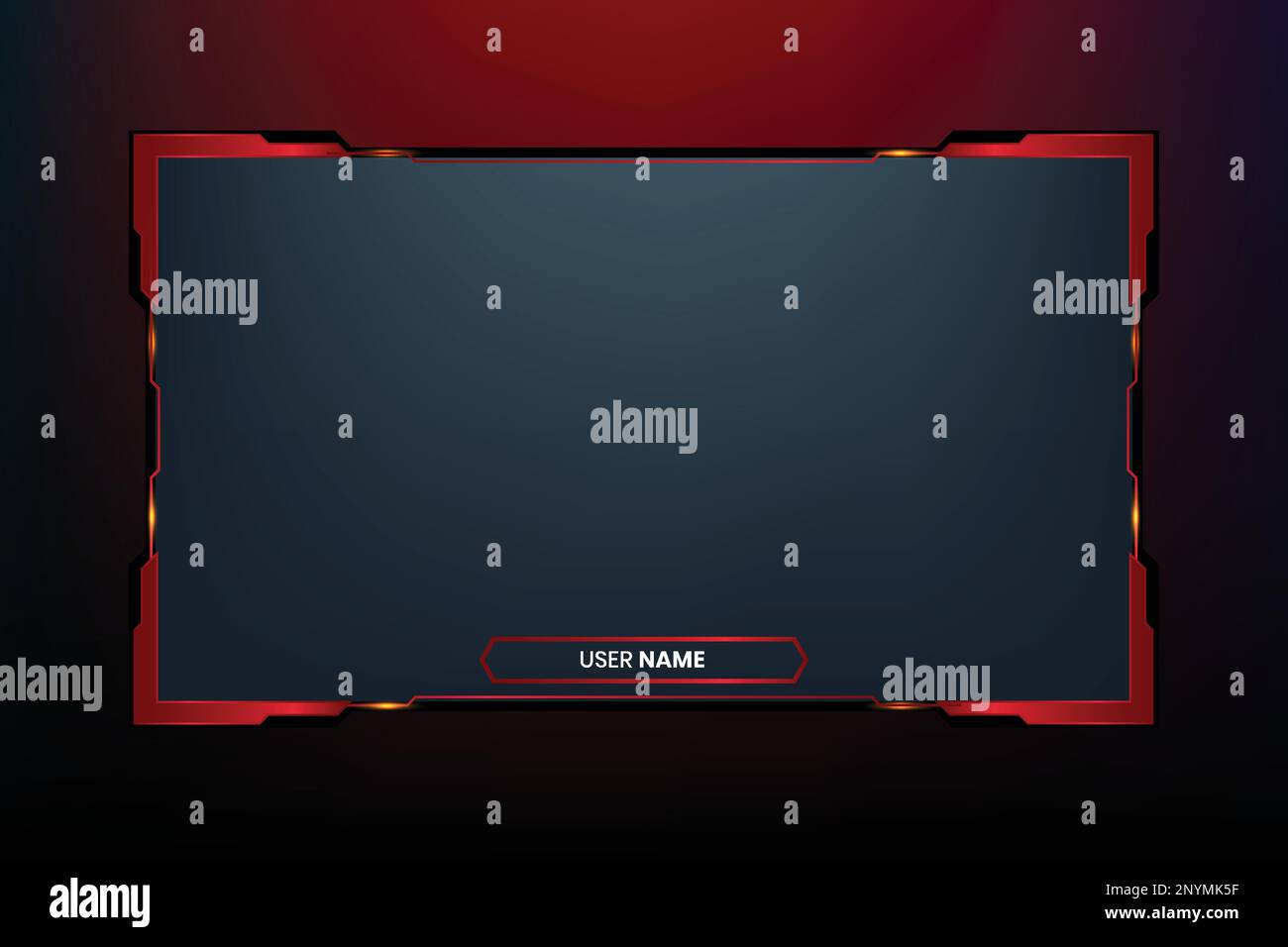 Digital live streaming overlay decoration with dark red color