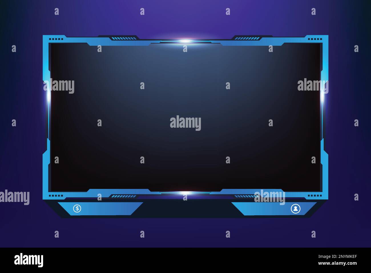 Live gaming overlay panel and border design vector. Modern