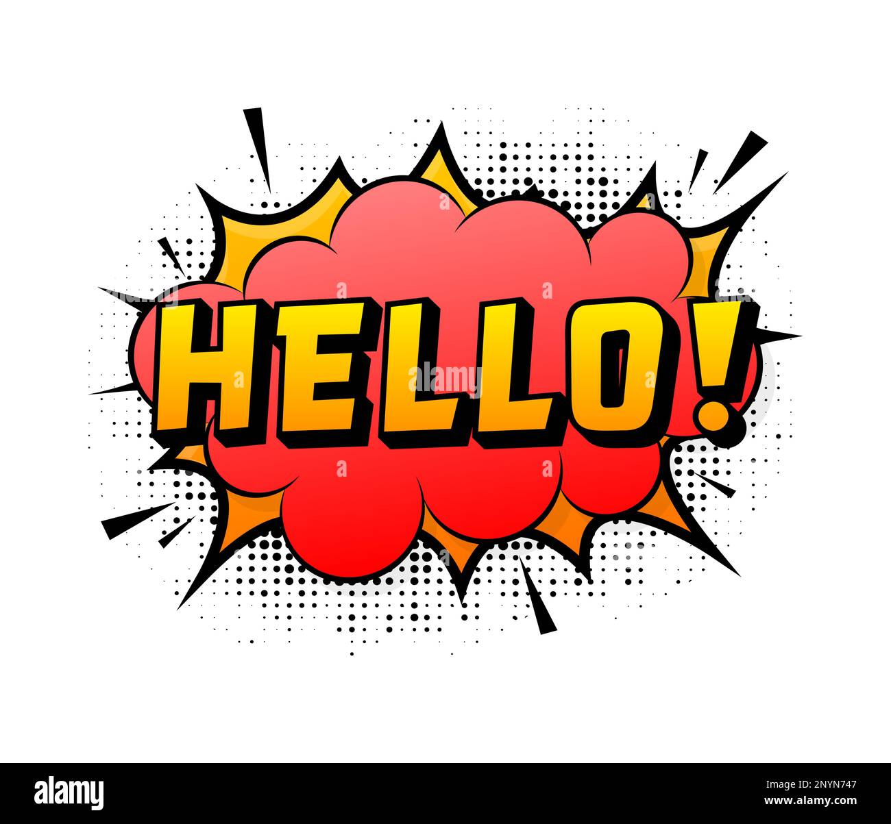 Speech bubble for comic text Hello. Cartoon comic sign. Effects ...