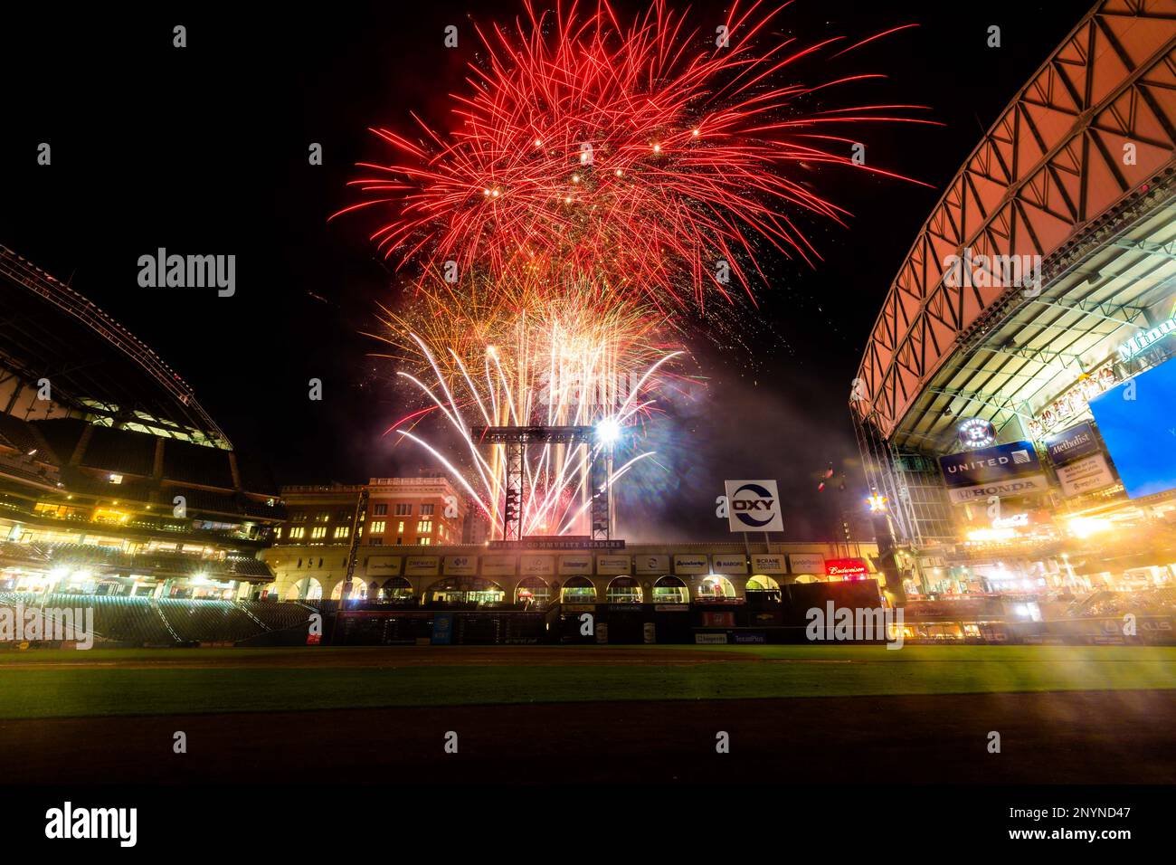 HOUSTON, TX - JUNE 16: Houston Astros fireworks after an MLB baseball ...