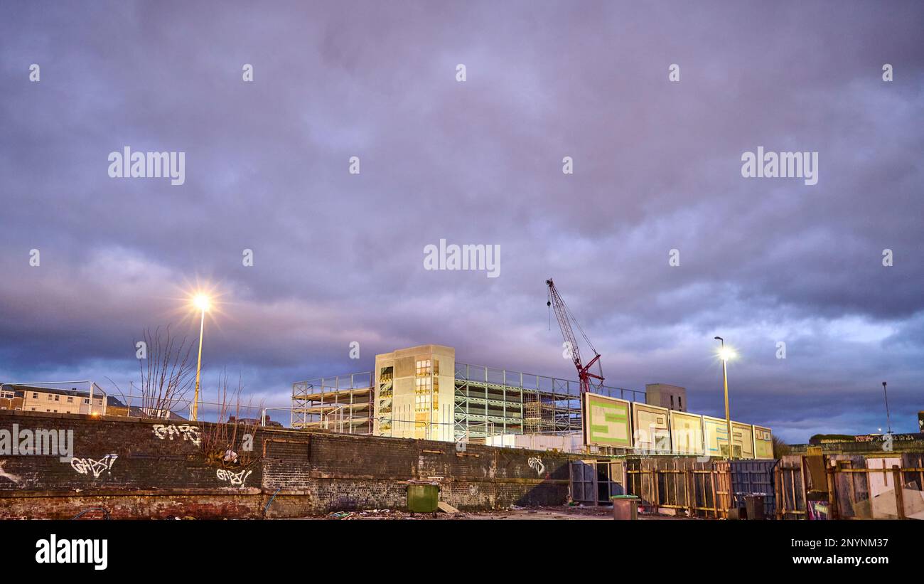 Building new multistorey car park on development land in Blackpool,UK