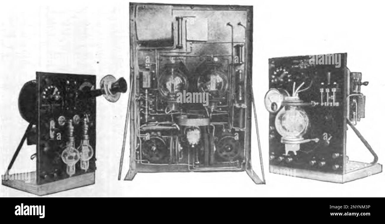 Some of the first AM vacuum tube radio transmitters Stock Photo