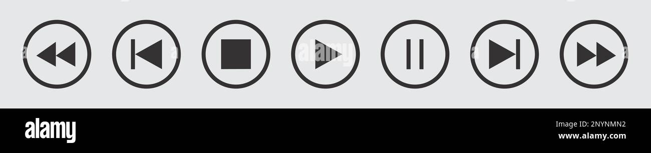 "Set of Media Player Button Icons: Vector Illustration Isolated Stock ...