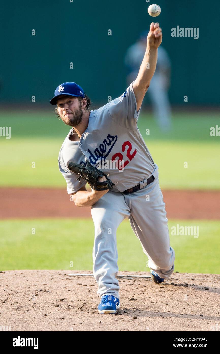 CLEVELAND, OH - JUNE 13: Los Angeles Dodgers pitcher Pedro Baez (52)  delivers a pitch to the plate during the eighth inning of the Major League  Baseball Interleague game between the Los