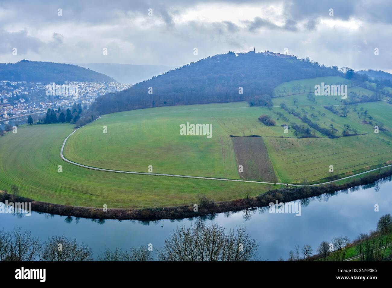 View over the Neckar valley and the Town of Four Castles Neckarsteinach