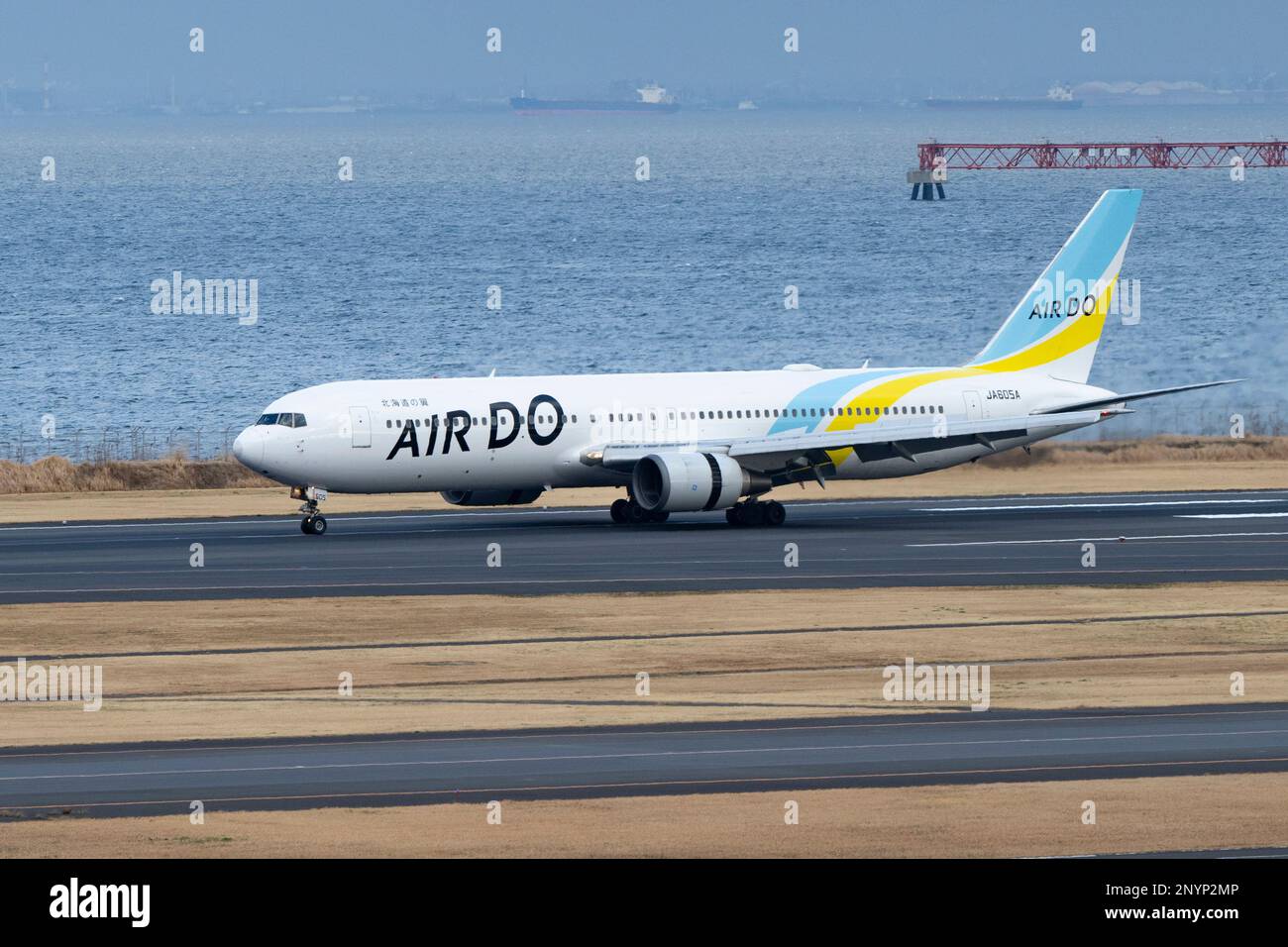 Tokyo, Japan. 2nd Mar, 2023. An Air Do Boeing 767 twin jet arrives to