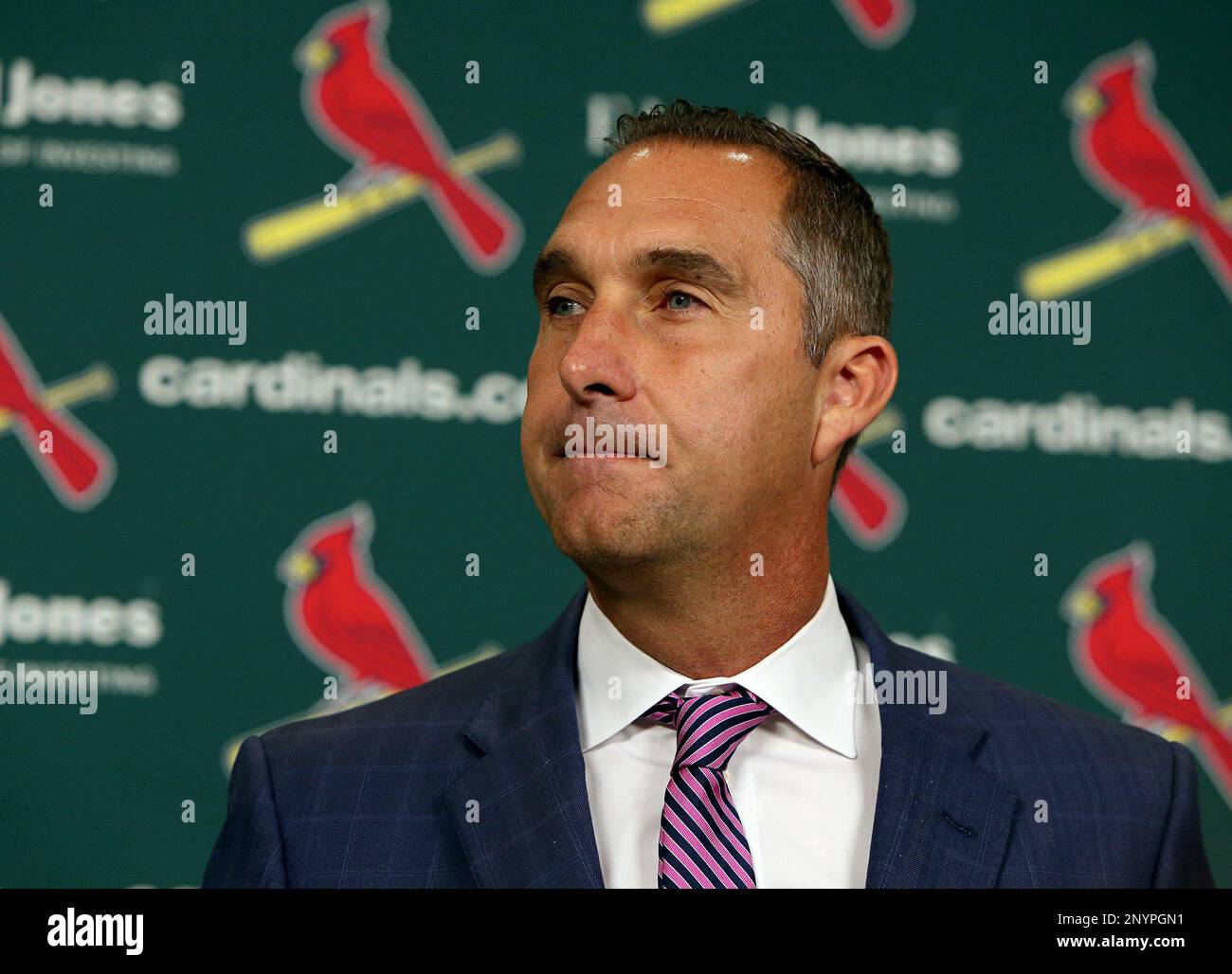 St. Louis Cardinals General Manager John Mozeliak announces player moves  and the reassignment of coaches during a press conference at Busch Stadium  on Friday, June, 9, 2017. (David Carson/St. Louis Post-Dispatch via