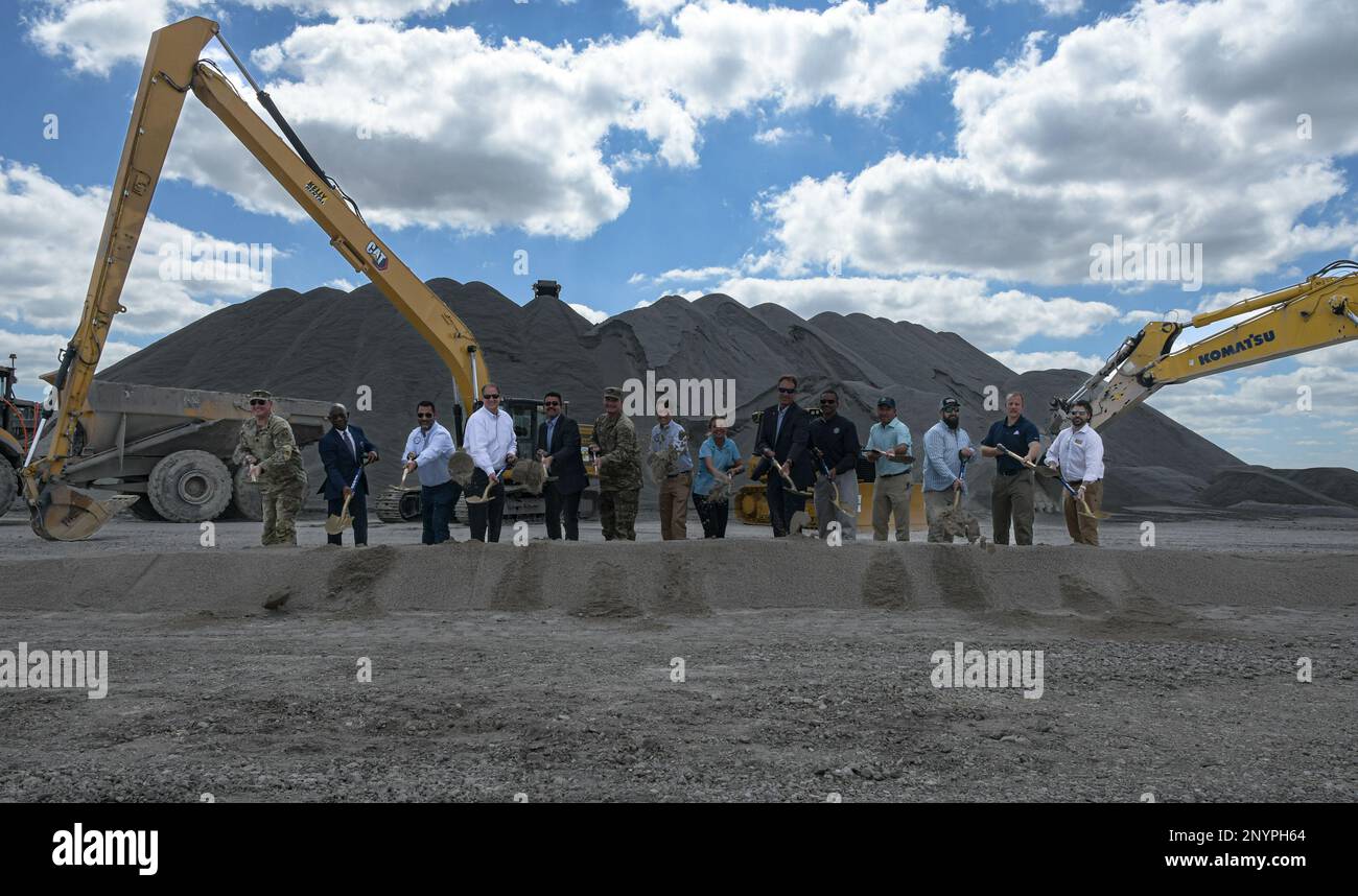 The U.S. Army Corps of Engineers, Jacksonville District, and the South Florida Water Management District teamed with federal, state, and local officials along with stakeholders to break ground for the Everglades Agricultural Area (EAA) Reservoir, a major component of the Comprehensive Everglades Restoration Plan that reconnects Lake Okeechobee water to the central Everglades Feb, 23, 2023 in South Bay, Florida. Stock Photo