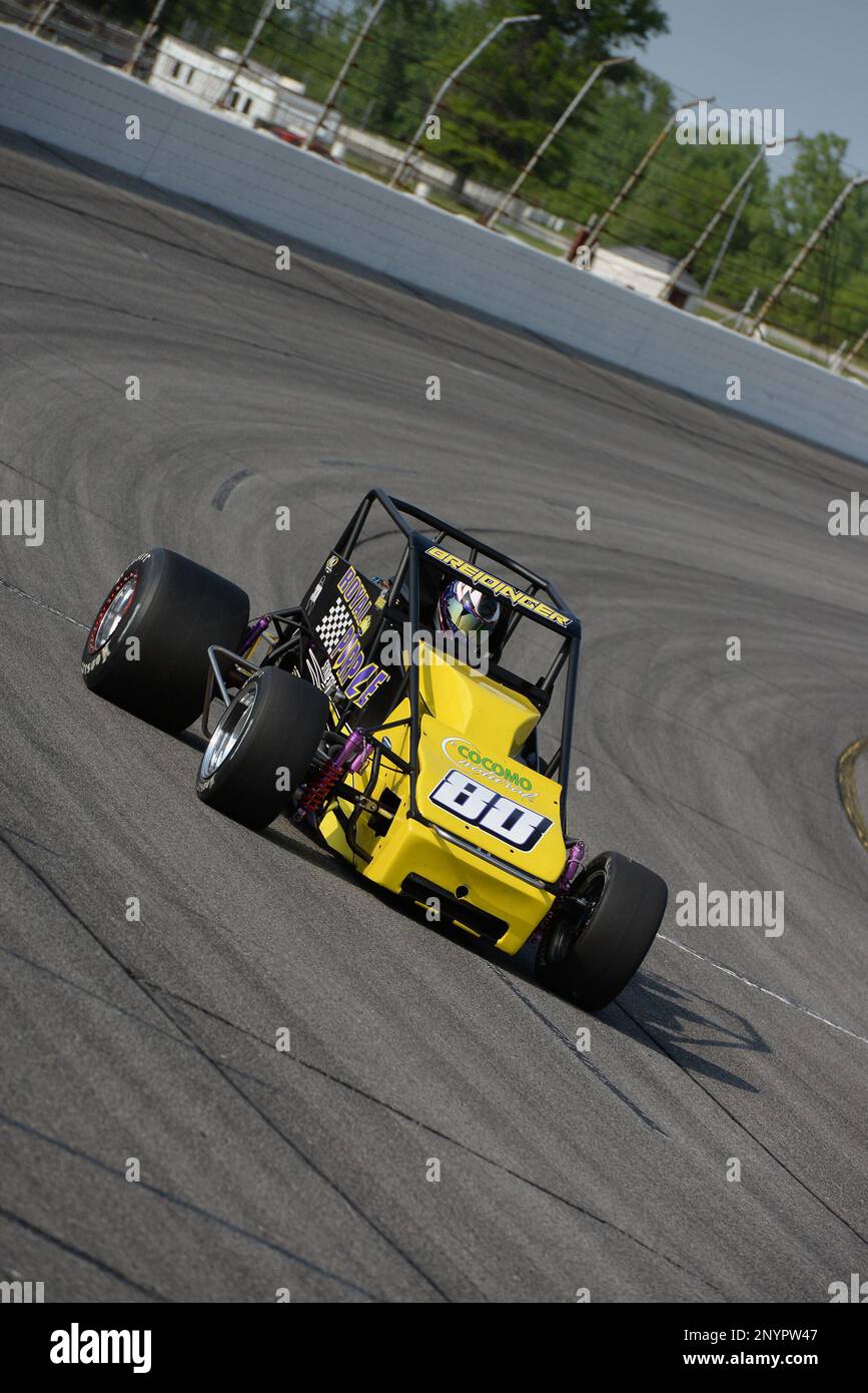 BROWNSBURG, IN - MAY 26: Toni Breidinger (80) Breidinger Motorsports makes  a lap in time trials for the Carb Night Classic United States Auto Club  (USAC) Silver Crown Champ Car Series 100-lap
