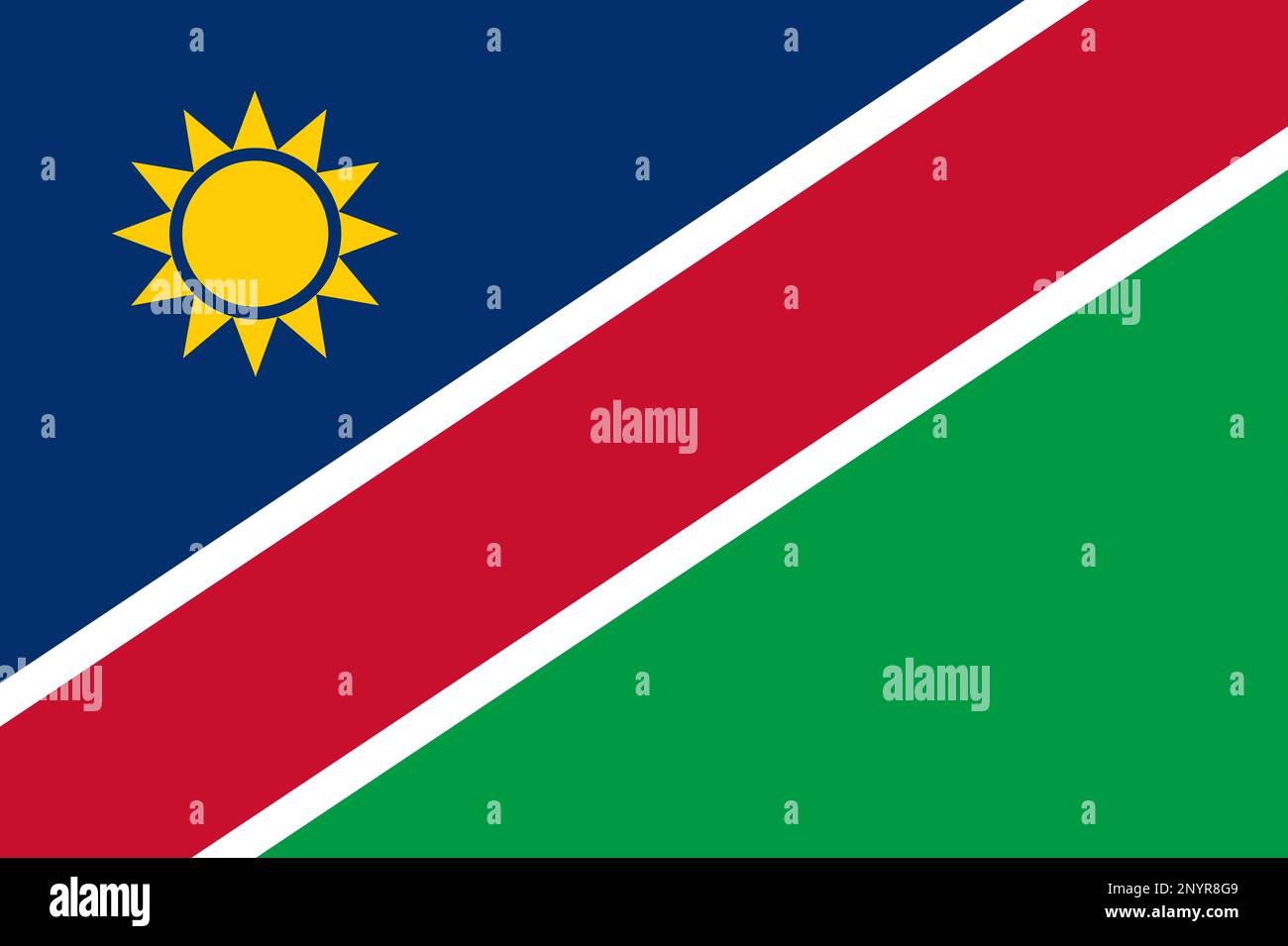 National flag of the Republic of Namibia Stock Photo