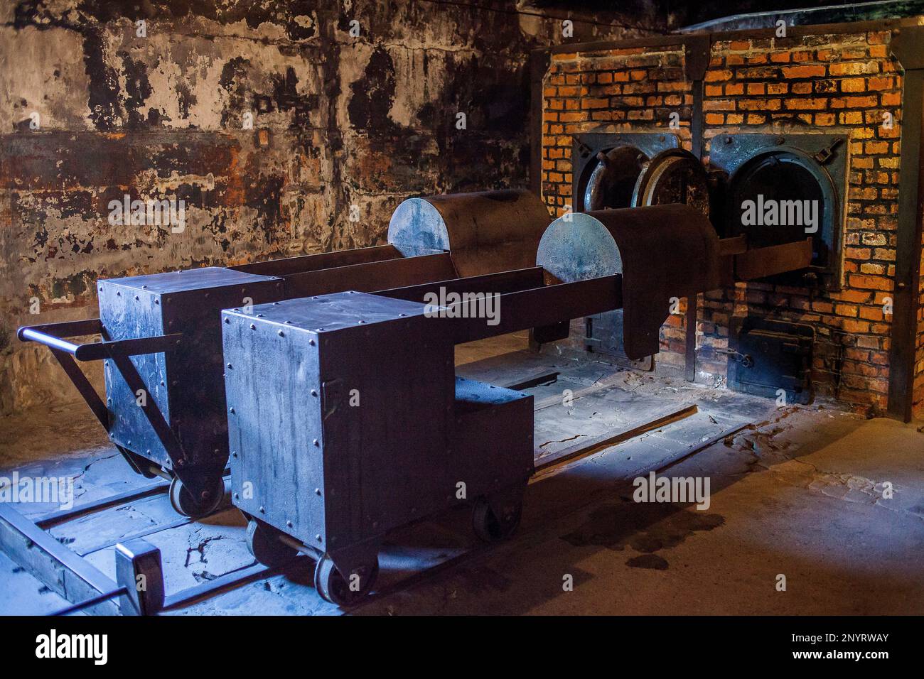 Oven for incineration dead bodies, in concentration camp. Auschwitz. Poland. Stock Photo