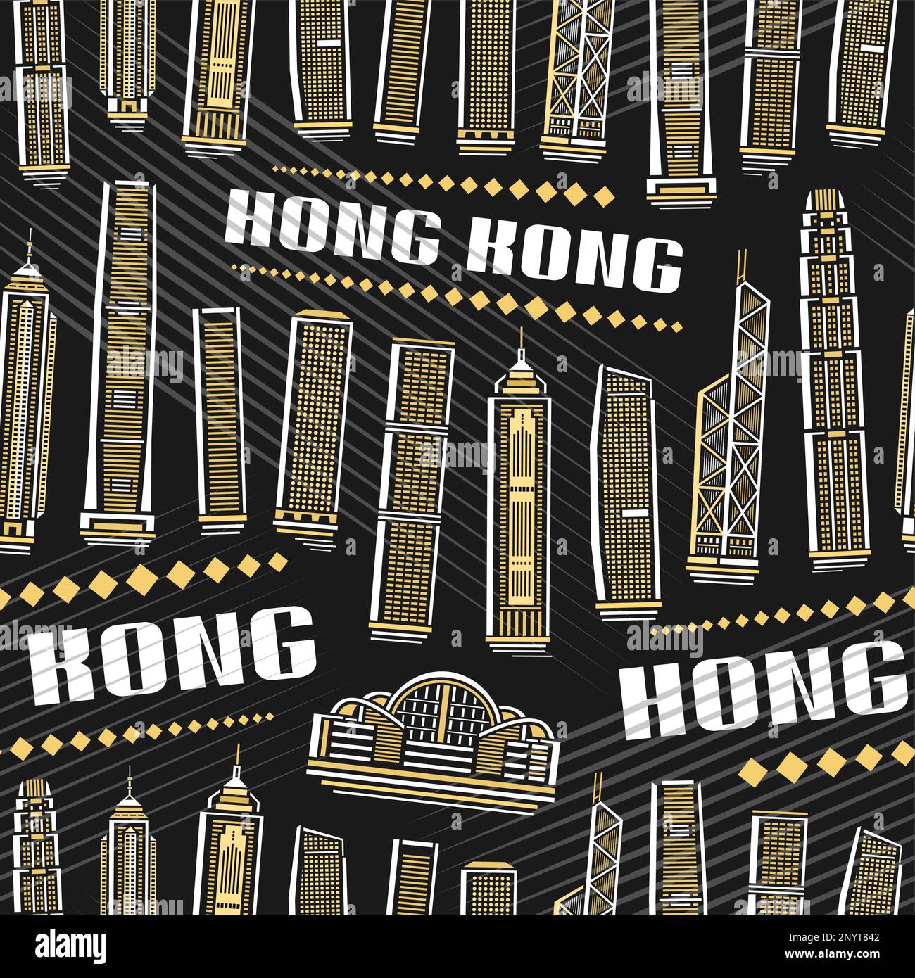Vector Hong Kong Seamless Pattern, repeating background with