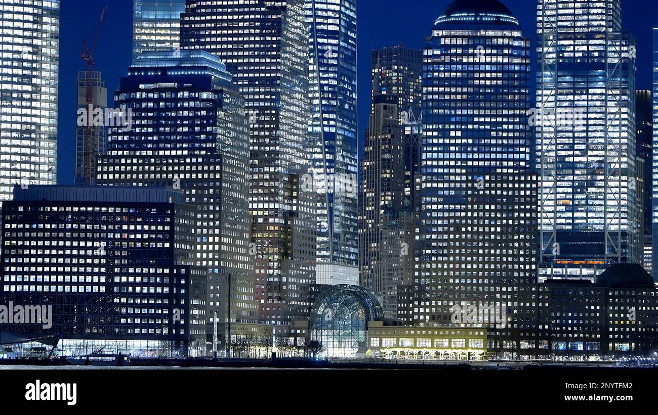 The Financial District Of Downtown Manhattan At Night Street the-financial-district-of-downtown-manhattan-at-night-street