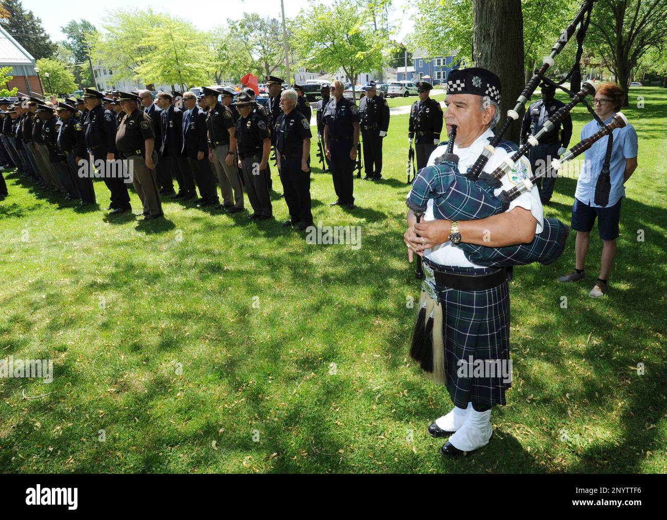 Alex M. Rodriguez, with the Bagpipes & Drums of the Emerald Society