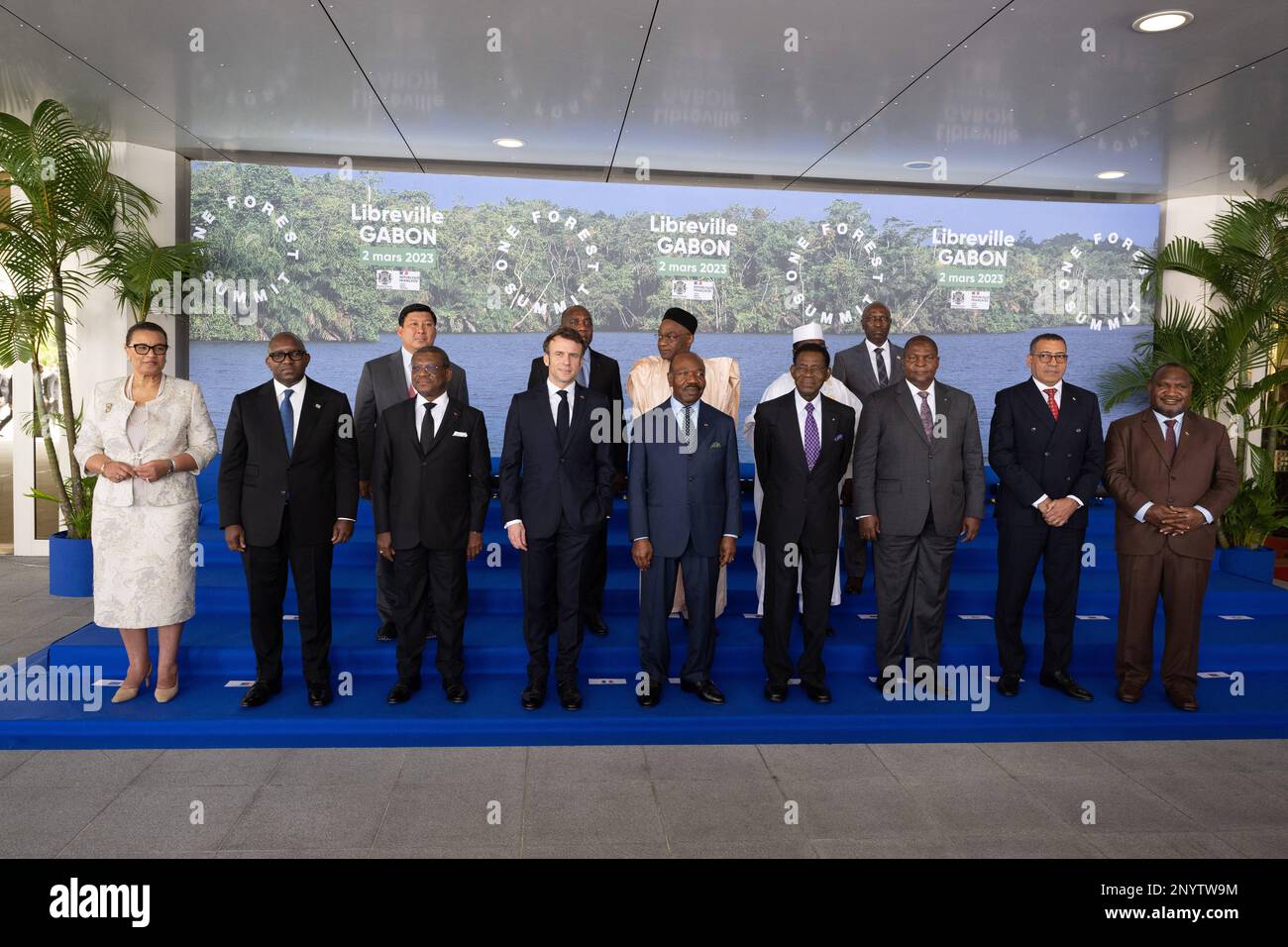 Libreville, Gabon. 02nd Mar, 2023. Gabon's President Ali Bongo (C