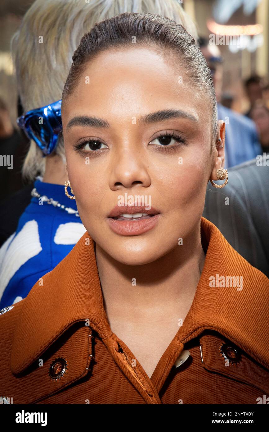 Tessa Thompson poses before the OffWhite Fall/Winter 20232024 ready
