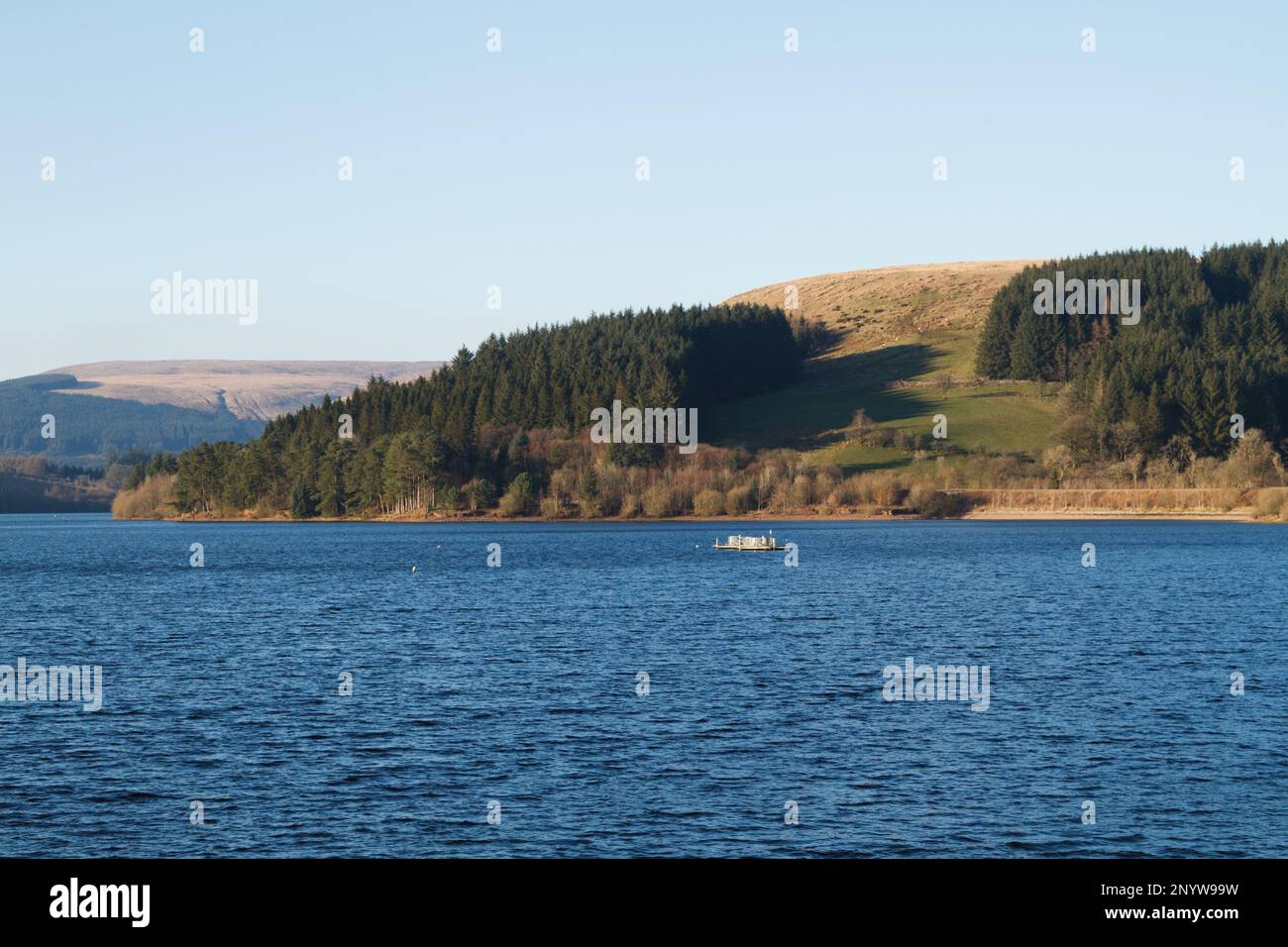 Pontsticill Reservoir, Merthyr Tydfil, South Wales, UK.  2 March 2023.  UK weather: Sunny scenes this afternoon.  Credit: Andrew Bartlett/Alamy Live News. Stock Photo