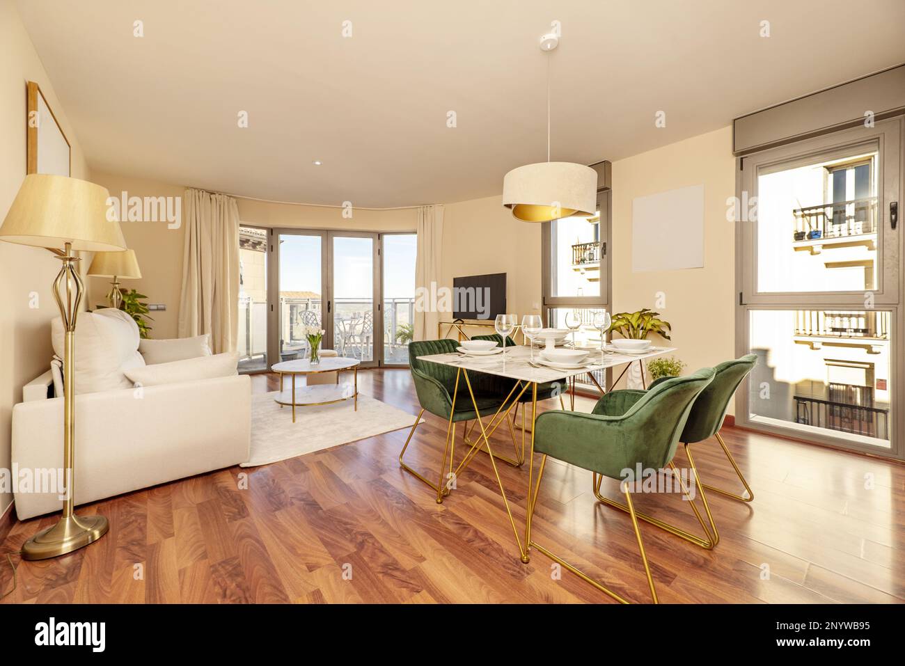 Dining room of a vacation rental home with a white marble dining table