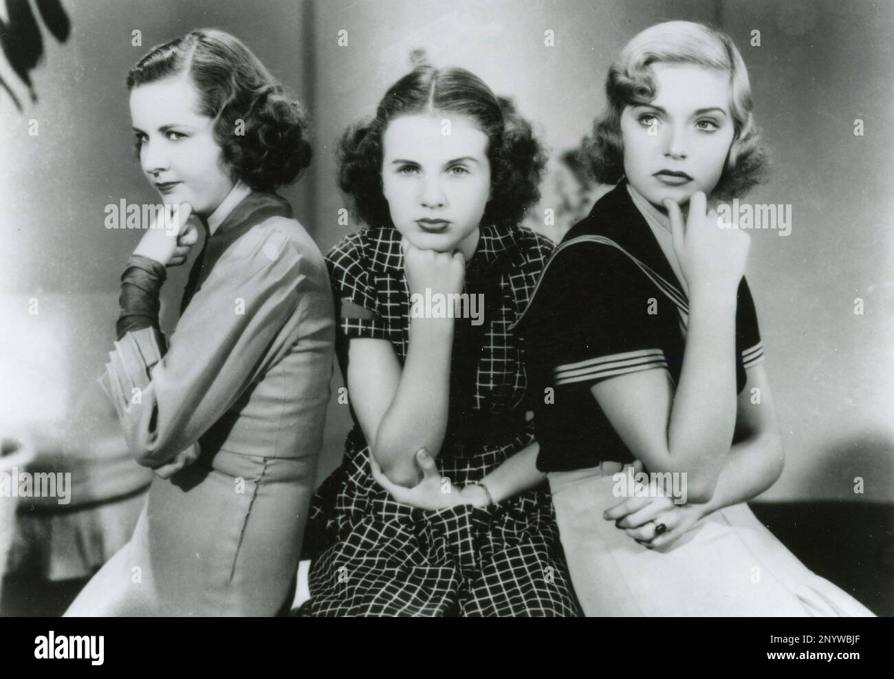 American actresses Barbara Read, Deanna Durbin and Nan Grey in the movie Three Smart Girls, USA 1936 Stock Photo
